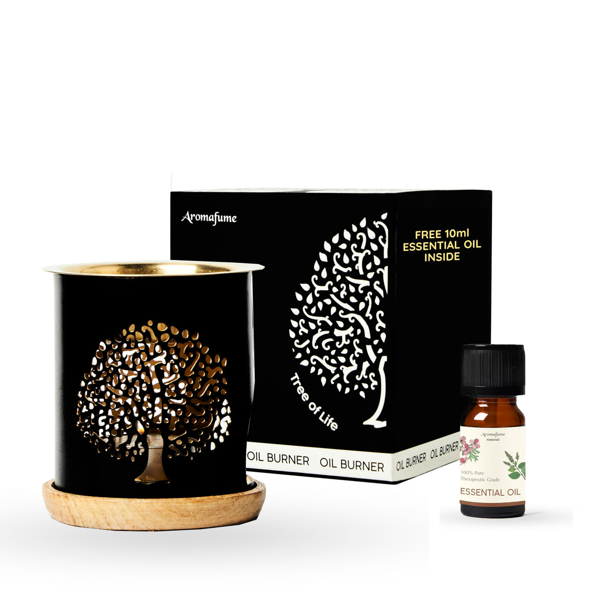 Aromafume Tree of Life Essential Oil Burner | Oil Diffuser with Candle | Brass Burner with 10ml Essential Oil