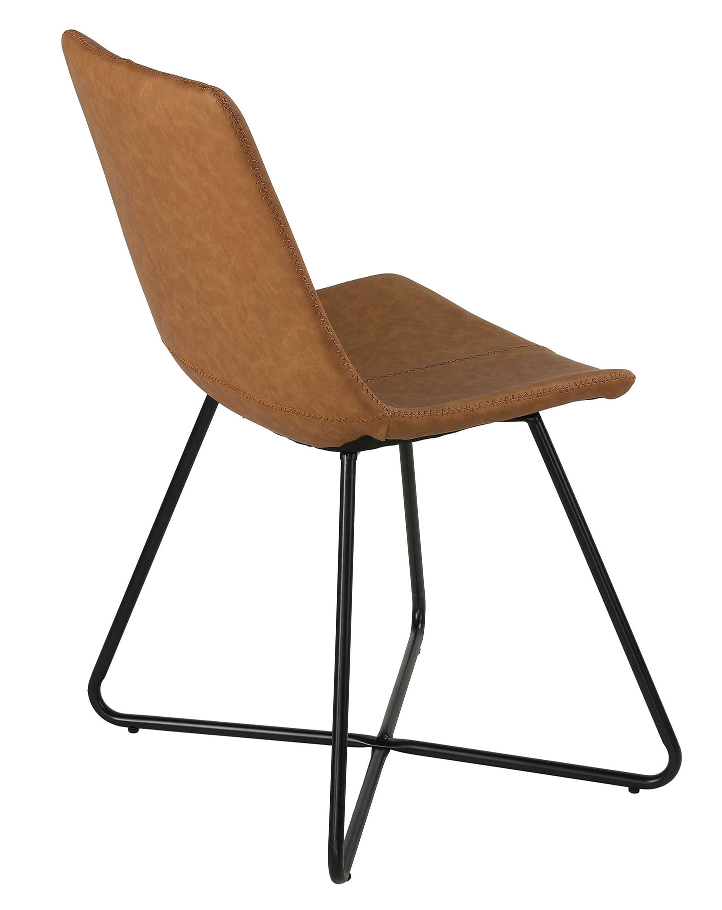 Cortesi Home Tangier Dining Chair in Saddle Brown Faux Leather (Set of 2)