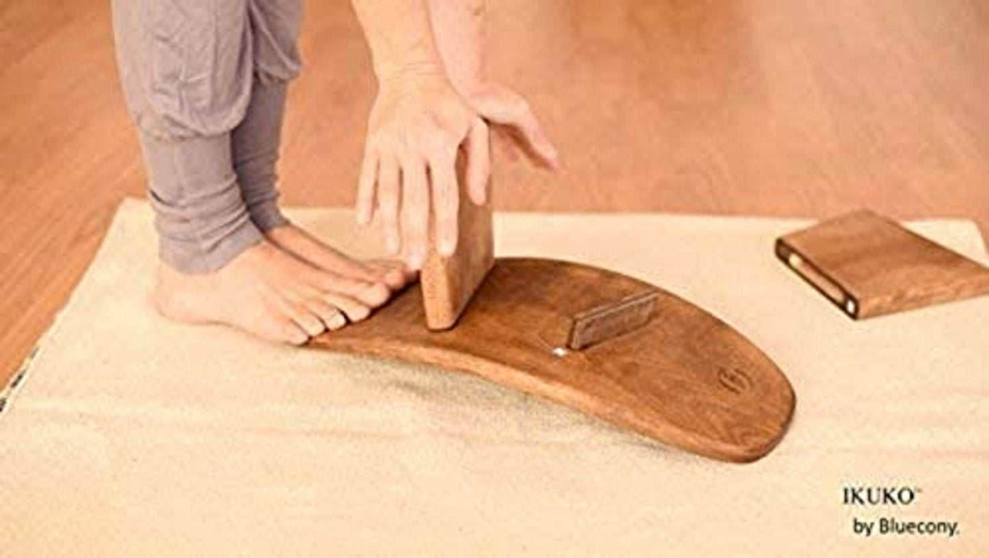 BLUECONY Meditation Bench IKUKO Original, Portable Version with Bag, Locally Handmade Yoga Exercise Wooden Kneeling Ergonomic Seiza Seat - Natural, Low Height (6" or 16 cm)