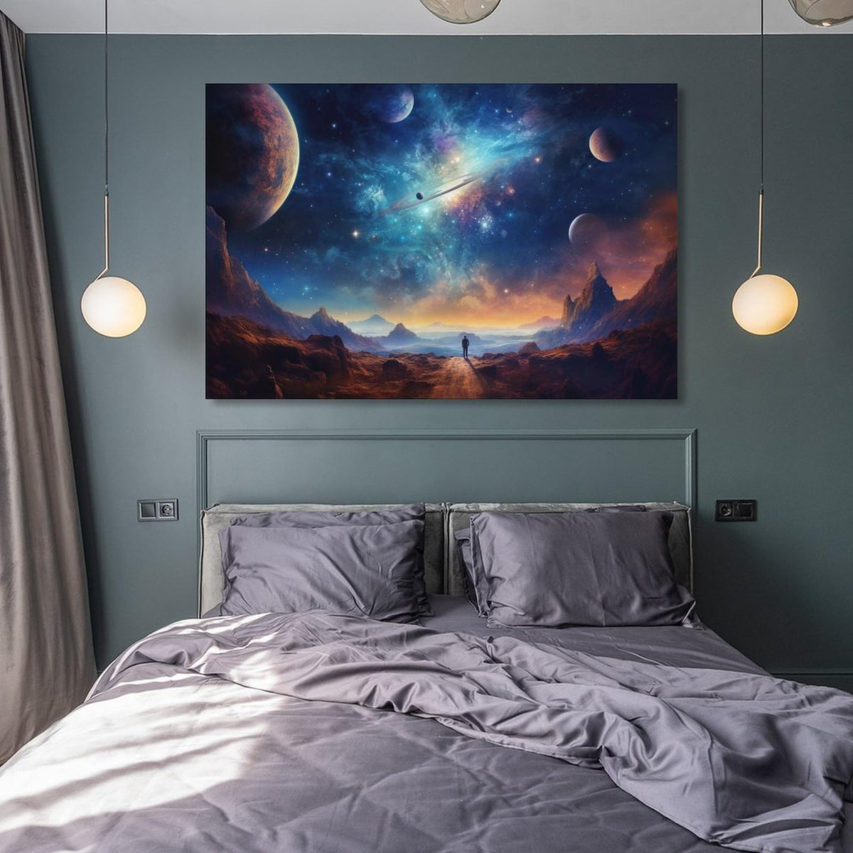 JHXNJDPOST Solar System Astronaut Poster Space Canvas Wall Art Aesthetic Decorative Painting Living Room Restaurants, Pool Halls And HotelsA 12x18inch(30x45cm)