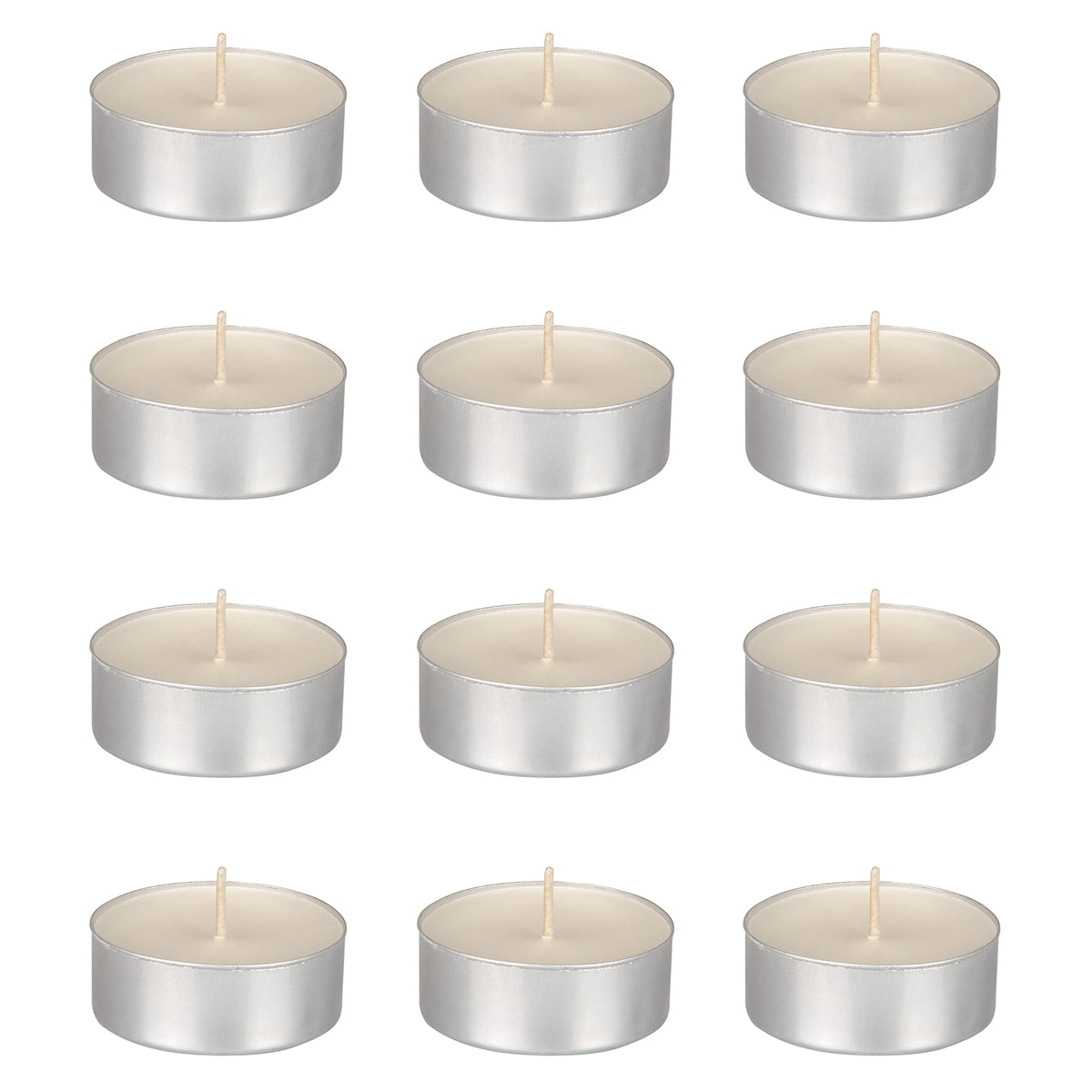 Mega Candles 12 pcs Unscented Oversize White Tea Lights Candles, Pressed Wax Candle 12 Hour Burn Time, Home Décor, Wedding Receptions, Occasions, Events, Meditations, Tranquility, Spa