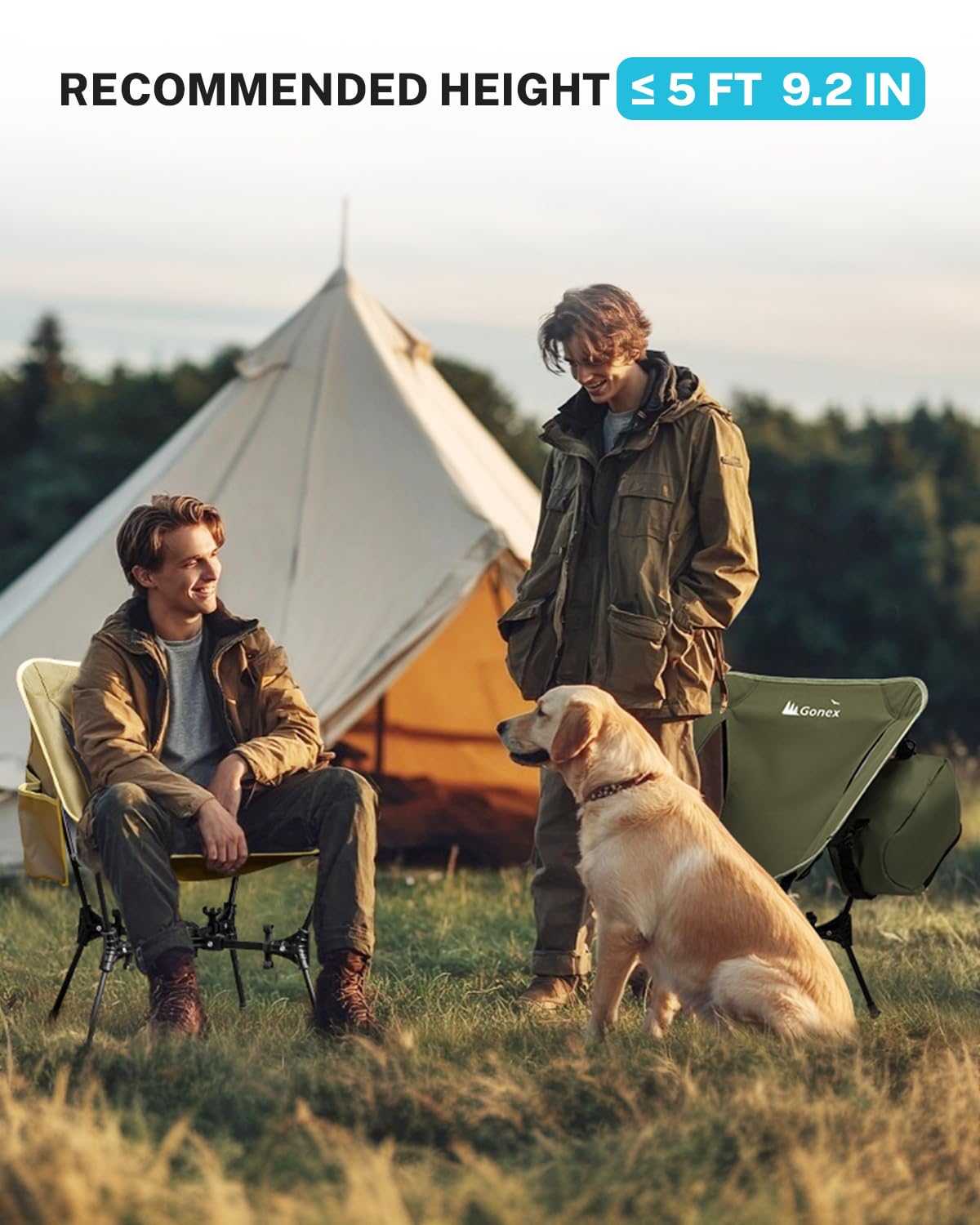Gonex Portable Camping Chair, The 5th Gen Ultralight Compact Backpacking Foldable Lightweight Folding Chair for Outdoor Camp Hiking Beach Picnic Concert, Supports 330lbs (Army Green, 1 PCS)