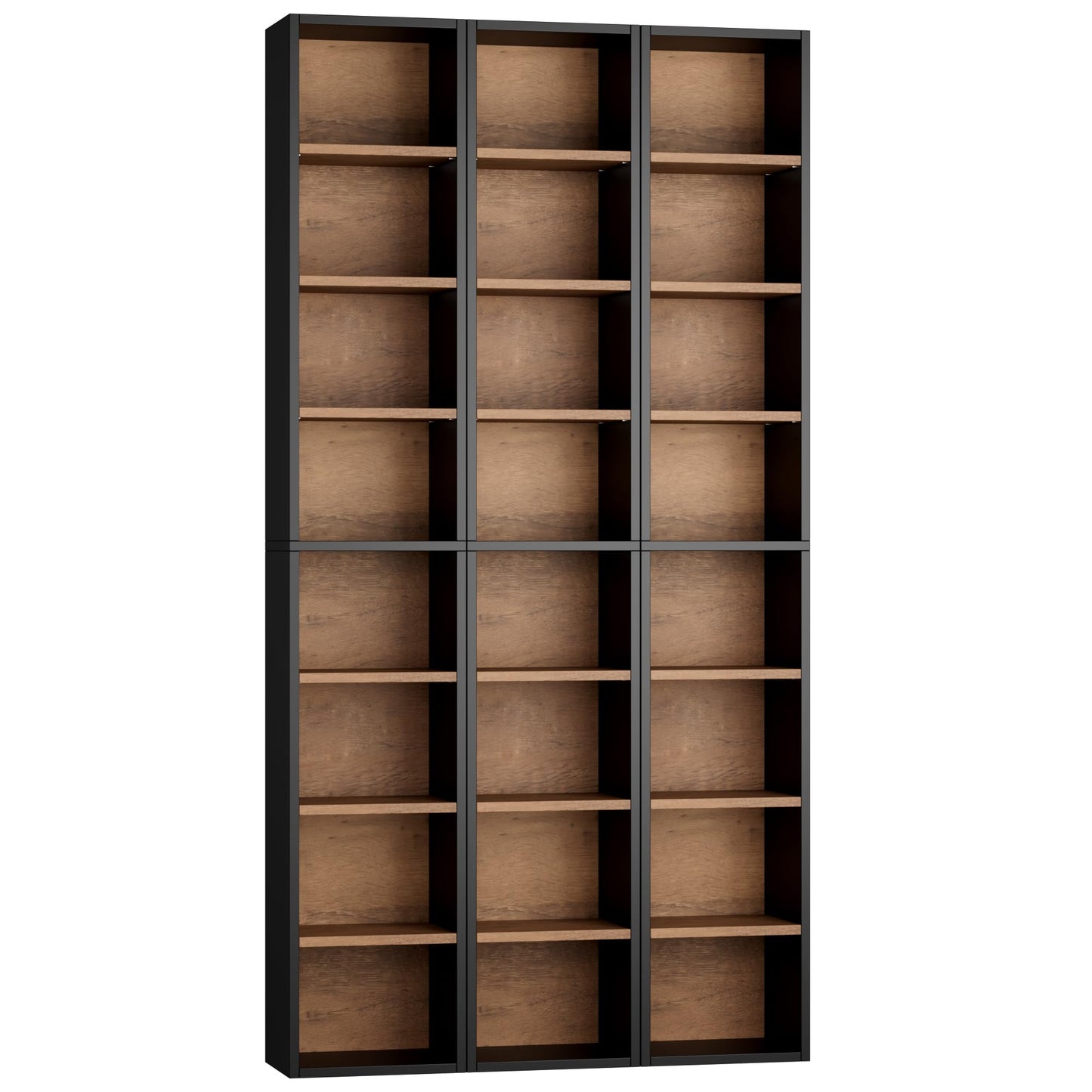 FOTOSOK 8-Tier Media Tower Rack, 11.6 X 9.3 X 71 Inches CD DVD Slim Storage Cabinet with Adjustable Shelves, Tall Narrow Bookcase Display Bookshelf for Home Office, Black/Brown