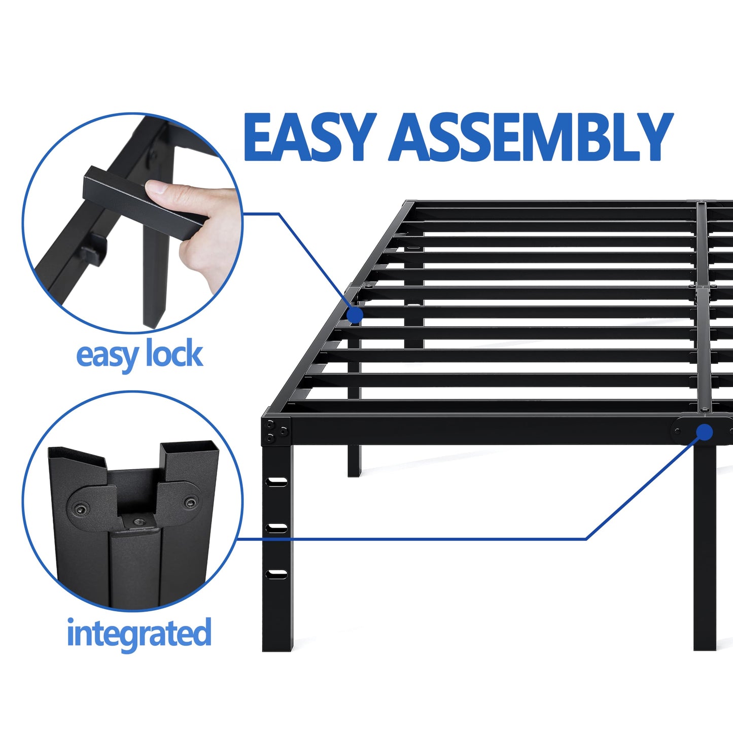 NEW JETO Metal Bed Frame,Full Size Bed Frame with Storage Space,Heavy Duty Sturdy Mattress Foundation,Easy Assembly,No Box Spring Needed, Black,12 Inch,Full