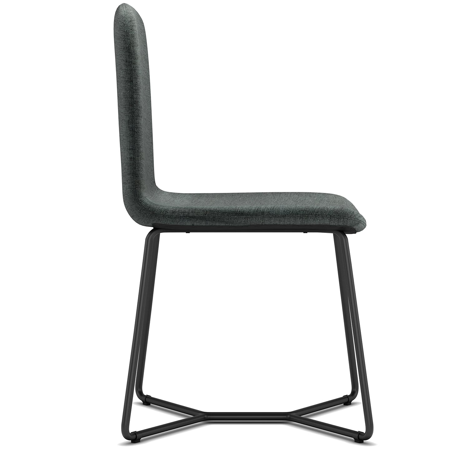 SIMPLIHOME Wilcox Contemporary Dining Chair (Set of 2) in Charcoal Grey Woven Fabric for the Dining Room