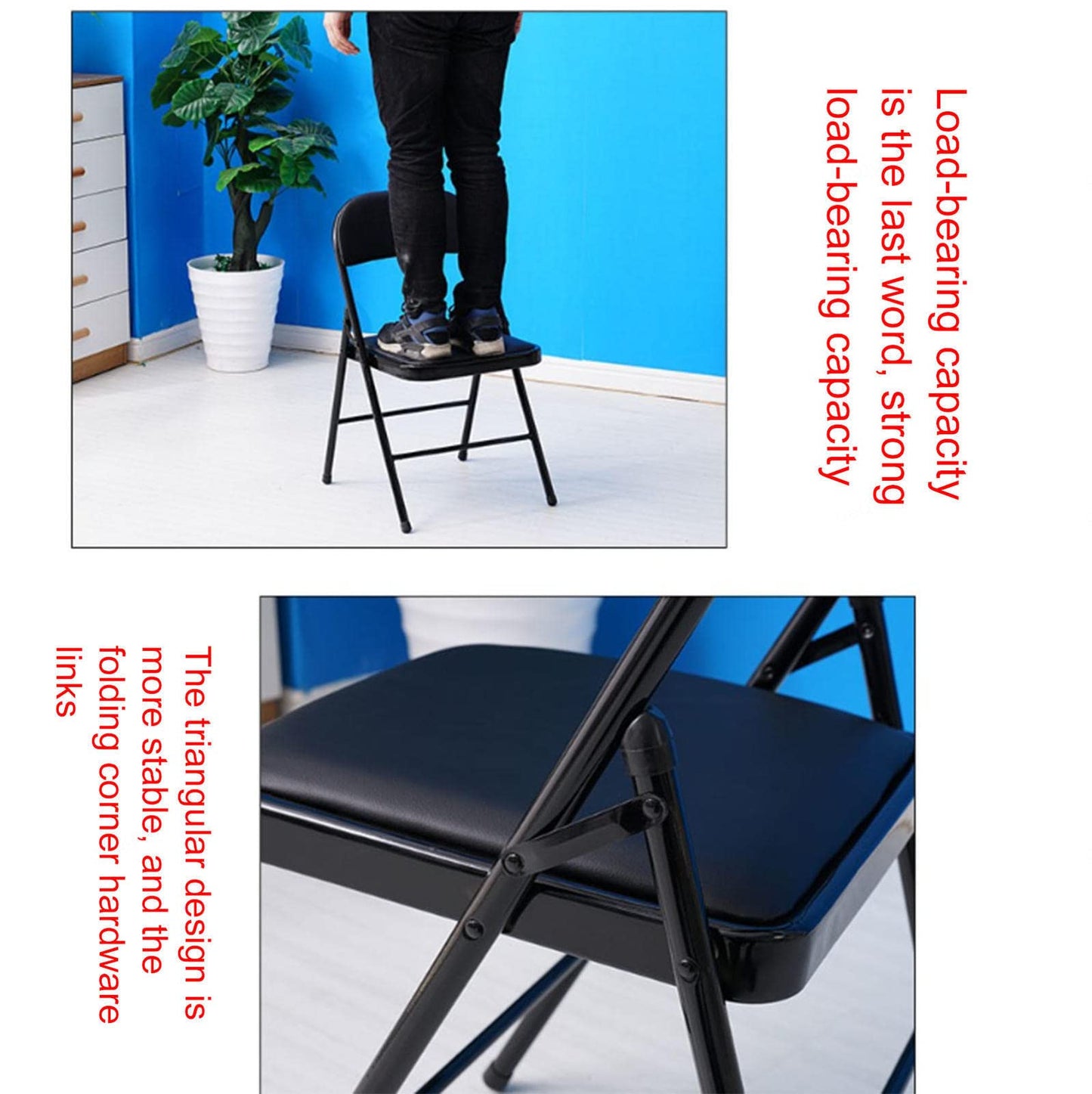 GOOBIX Folding Fold Up Chair,Folding Desk and Chair,Portable Stackable Commercial Seat for Meeting, Conference, Reception, Training Room & Home Office Desk Folding Chairs,A