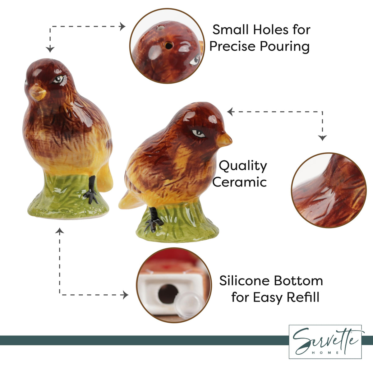 Ceramic Quail Salt and Pepper Shaker Collectors Kitchen Décor