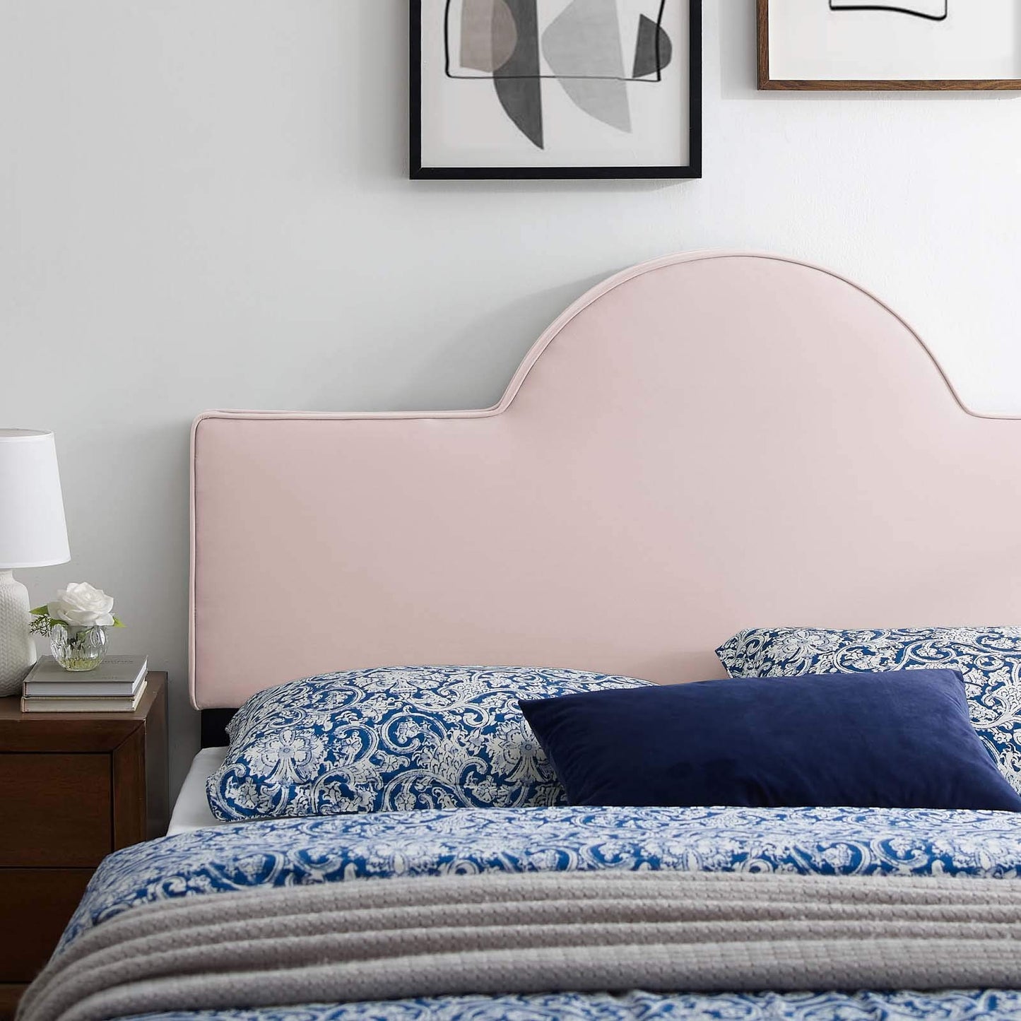 Modway MOD-6302-PNK Dawn Twin Performance Velvet Headboard, Pink