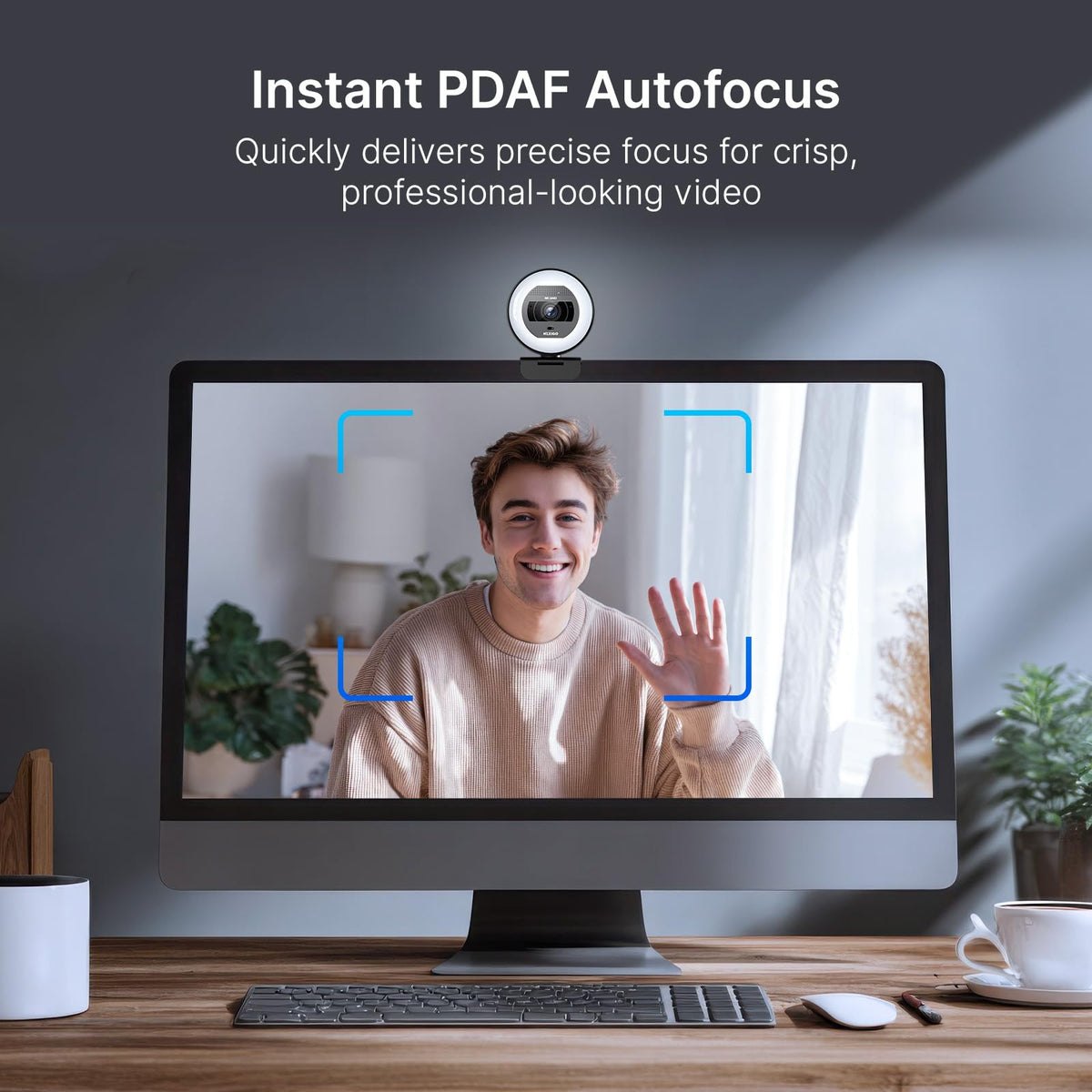 NexiGo N930E Pro, 4K Webcam with Ring Light, PDAF Autofocus, 1080P@60FPS, Dual Noise-Canceling Mics, Built-in Privacy Shutter, Web Cam for Streaming, Meeting, Gaming