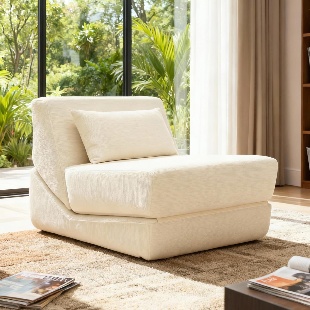 KAPEETOO Fold Out Chair Bed, Folding Sofa Bed, 3 in 1 Convertible Sleeper Chair Bed for Nap, Transformable Sofa Bed for Apartment,Dormitory,Bedroom