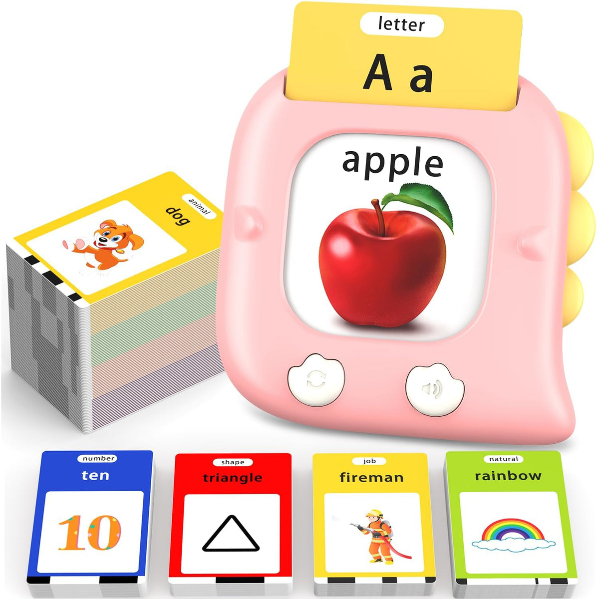 Kidzdo Toddler Talking Flash Cards with 560 Sight Word, Christmas Birthday Gifts for Ages 2-6 Girls, Autism Sensory Toys, Montessori Speech Therapy Learning Toys for 2 3 4 5 6 Year Old Kids, Pink