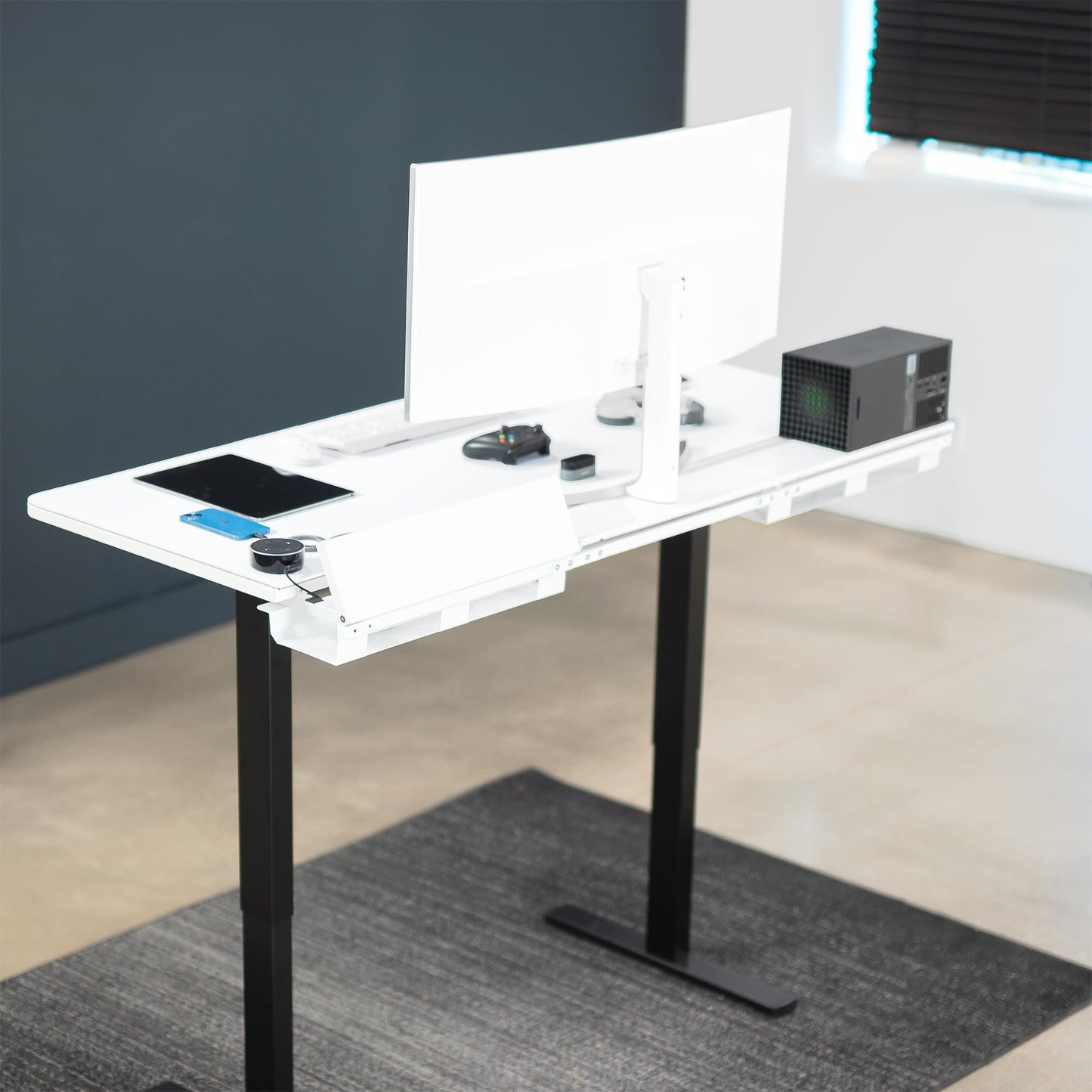 VIVO Universal 60 x 30 inch Table Top with Built-in Concealed Cable Trays for Standard and Sit to Stand Height Adjustable Home and Office Desks, Full Size Mouse Pad, White Desktop, DESK-TOP3-W