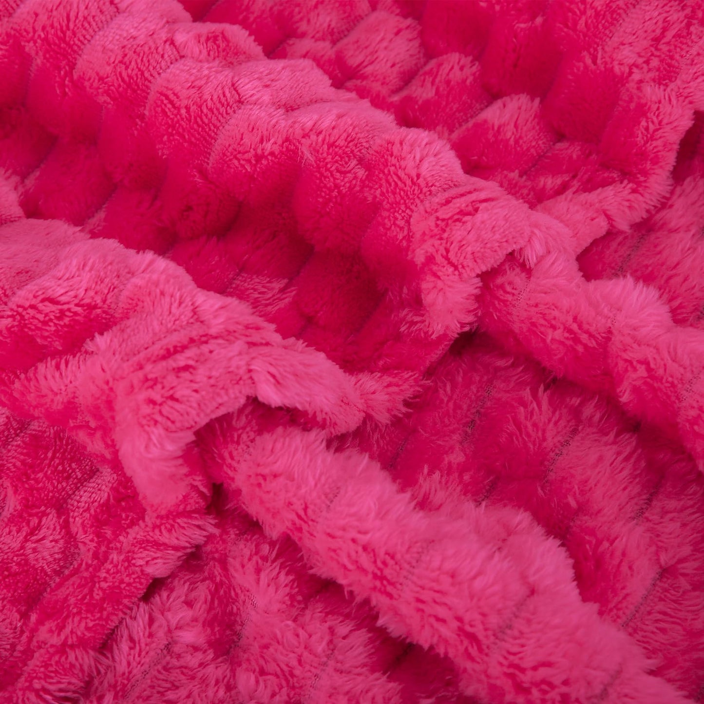 Puncuntex Hot Pink Throw Blanket 50"×60" inches Gifts for Mom Fuzzy 3D Jacquard Decorative Flannel Fleece Super Soft Plush Cozy Blanket for Couch Sofa Chair Lightweight