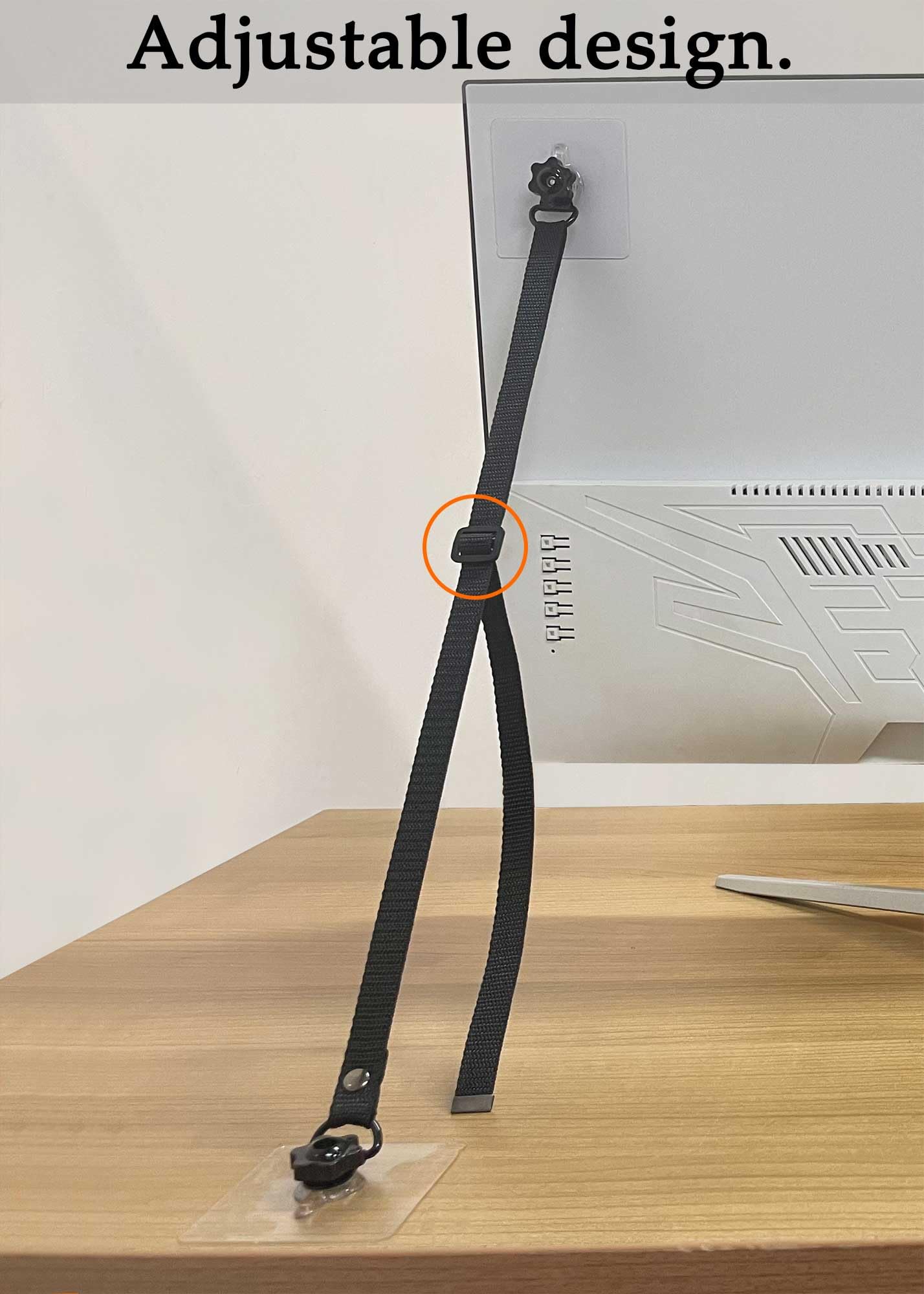 OeckuXIY 2 Pack Adjustable TV Safety Straps, No-Drill Adhesive Anti-Tip Furniture Anchors for Baby Proofing, Flat Screens Fix to Wall,Cabinet,Stand Or Desk, Earthquake Straps
