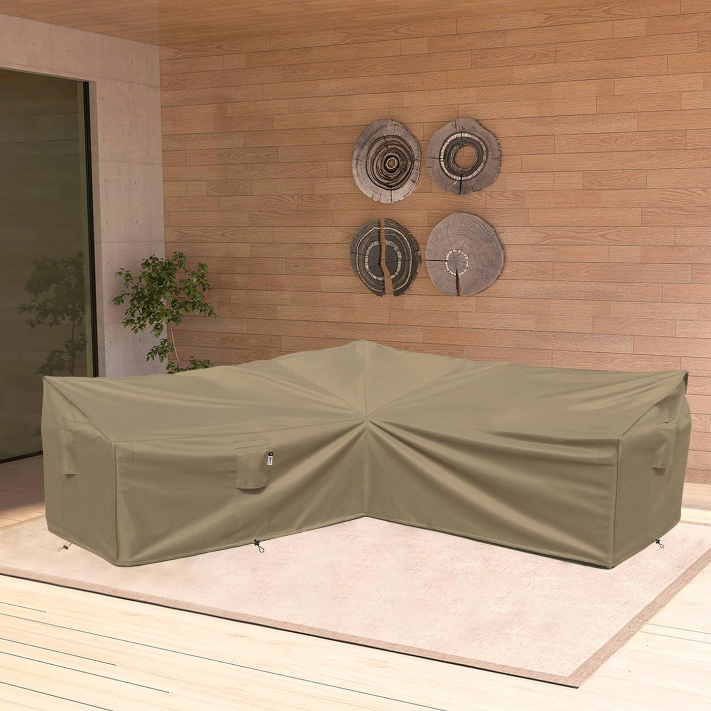 Flexiyard Heavy Duty Outdoor Sectional Sofa Cover - 100"X100" Waterproof 600D Patio Couch Cover for V-Shaped Lawn Patio Furniture