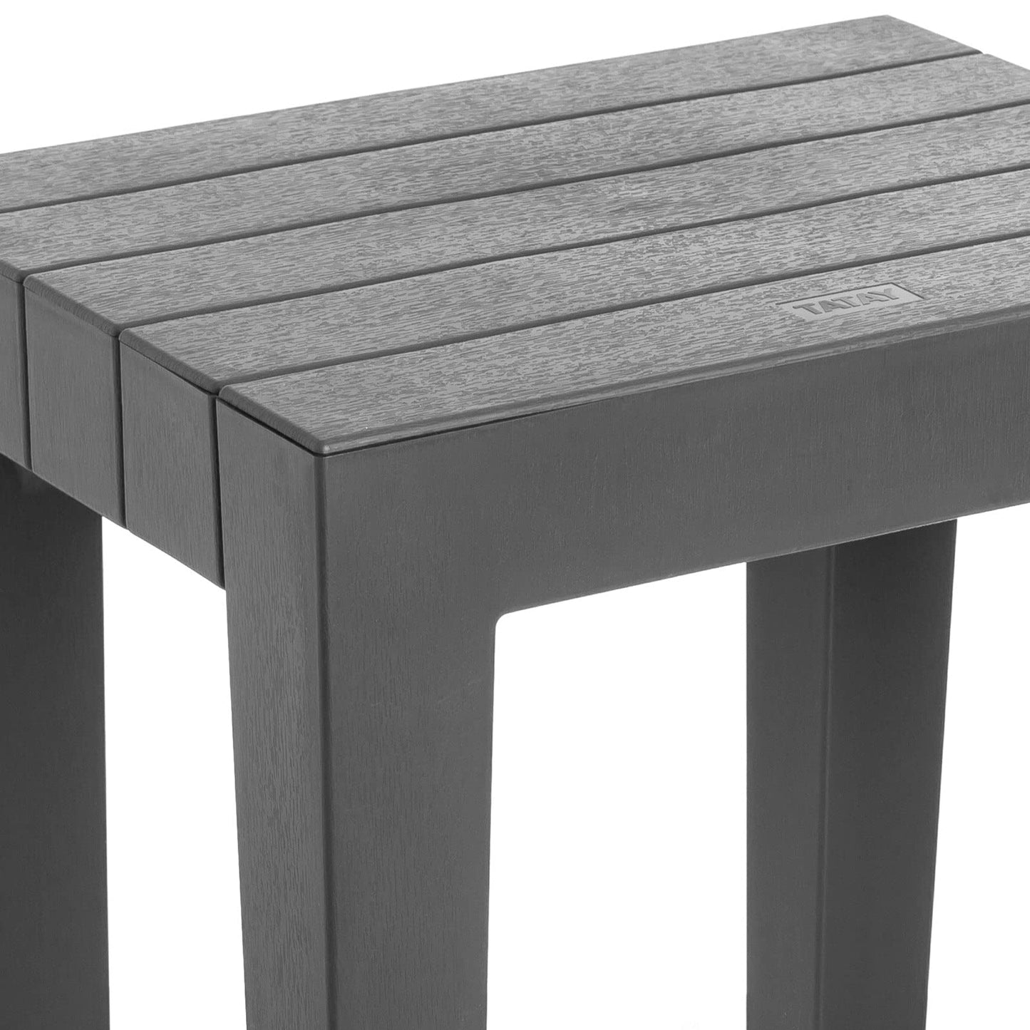 TATAY Lombok Rectangular Bench, Polypropylene, BPA Free, Wood Effect, Anti-UVA Protection, Max 130KG, Suitable for Indoor and Outdoor, Gray. Dimensions 38x29x41cm
