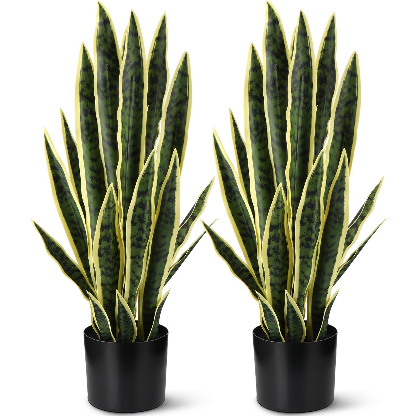 Crowye Tall Artificial Snake Plant Faux Sansevieria Plant Large Fake Snake Bulk in Pot for Home Office Housewarming Gift(2 Pack,2.25 Ft)