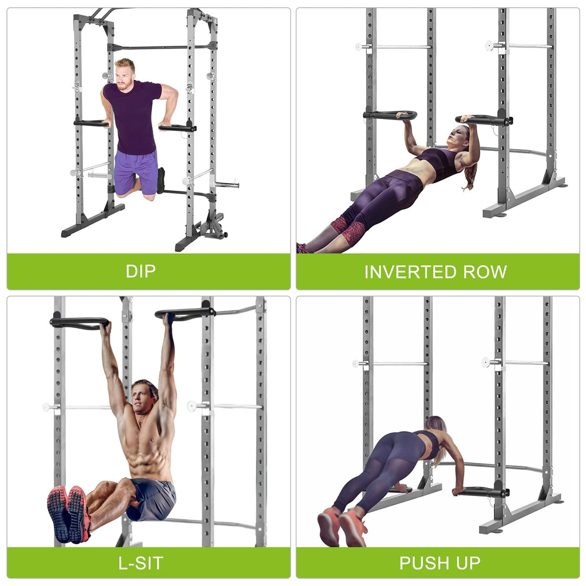 SELEWARE Dip Bar Attachment for 3" x 3" with 1" or 5/8" Hole Power Cage Squat Rack, Set of 2 Heavy Duty Steel Dip Handles with Safety Pin, Multi Grip Positions for Home Gym Strength Training