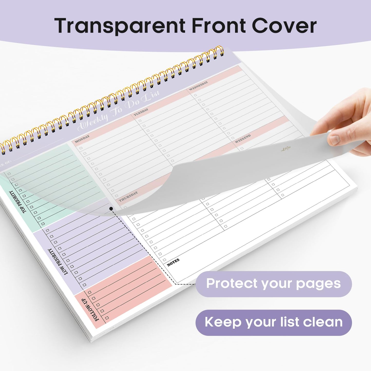 Taja Weekly To Do List Notepad with 52 Undated Sheets（8.5"×11"）- Weekly Desk Planner for Women & Man, Work and Home -1 Pack Violet Dream
