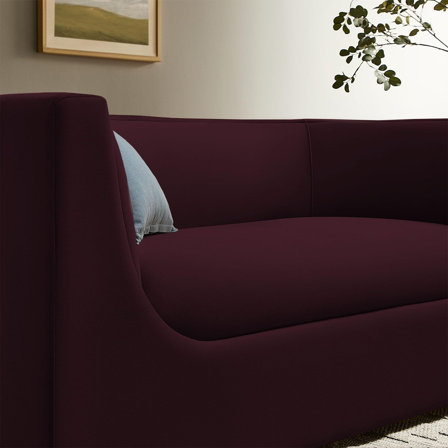 Modway Hilda 67 Inch Modern Curved Back Performance Velvet Loveseat in Mulberry – Plush Upholstered 2-Seat Sofa for Living Room, Apartment, Office