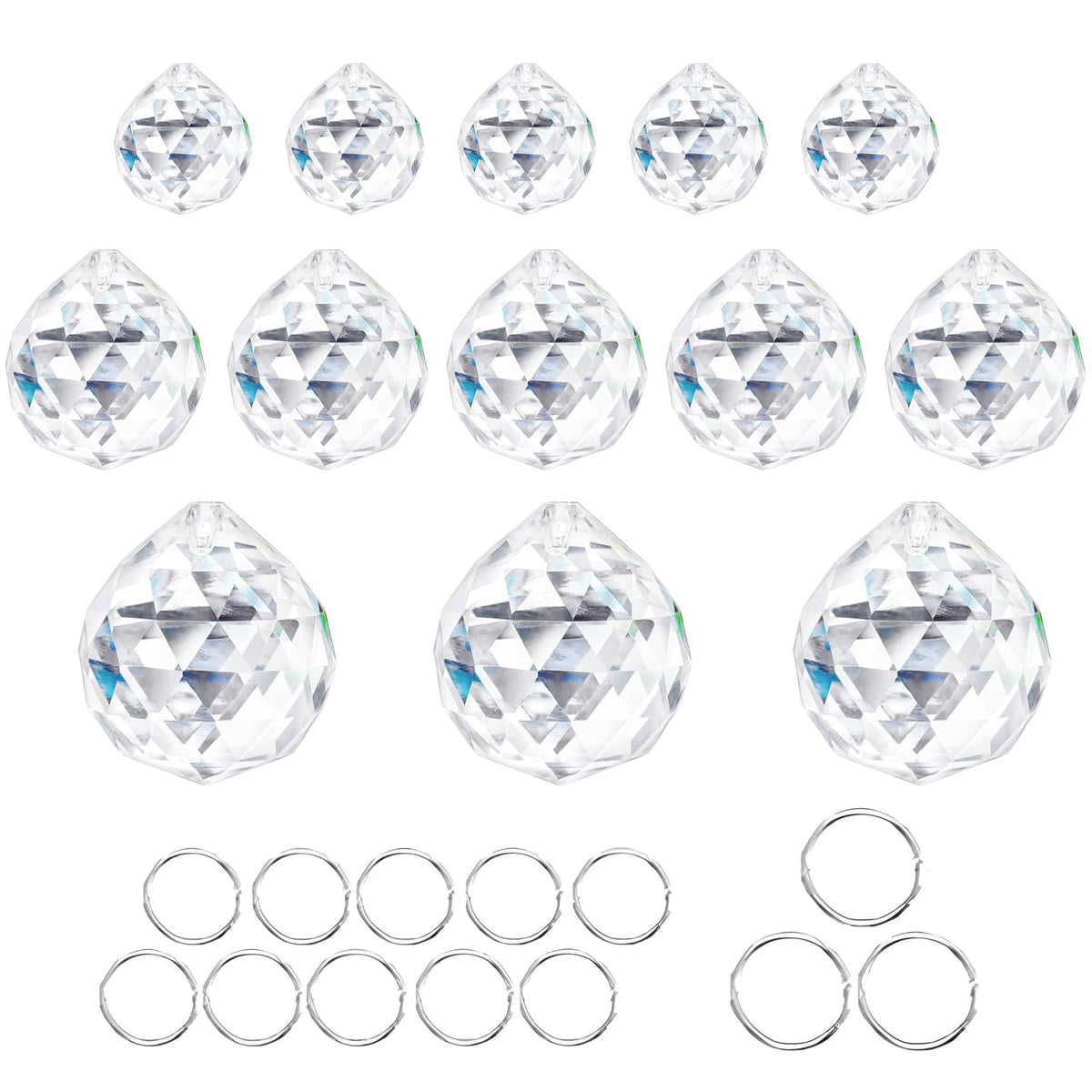 20mm 30mm 40mm Clear Crystal Ball Prism Suncatcher - 13 Pack K9 Glass Hanging Crystals Beads for Sun Catchers DIY Home Garden Window Wedding Party Christmas Decor