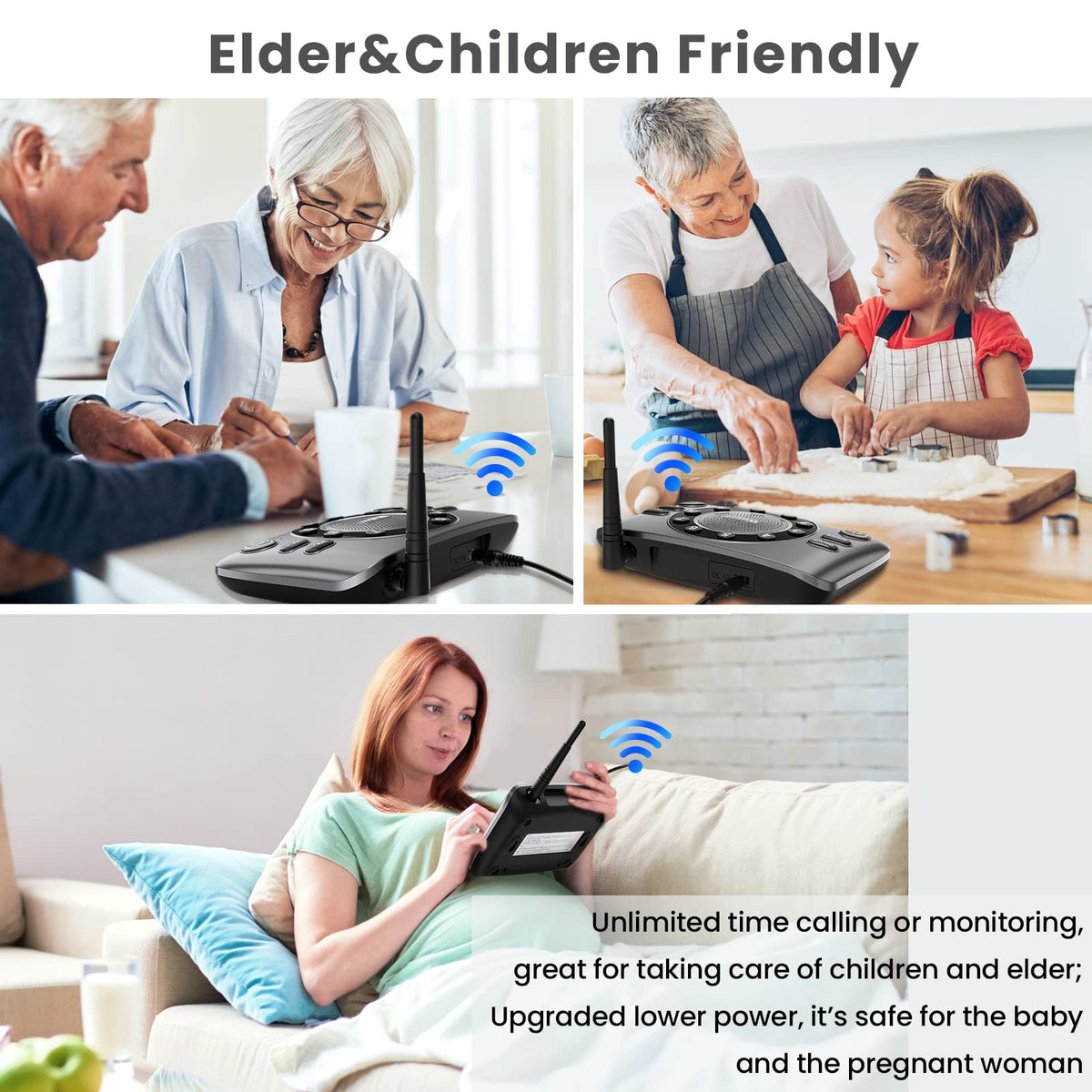 Hands-Free Two Way Intercoms Wireless for Home Business, Wuloo Upgrade Audio Intercom System for Elderly, Full Duplex Room to Room Intercom with 5280 ft Range Clear Sound Anti-Interference, 3-Pack