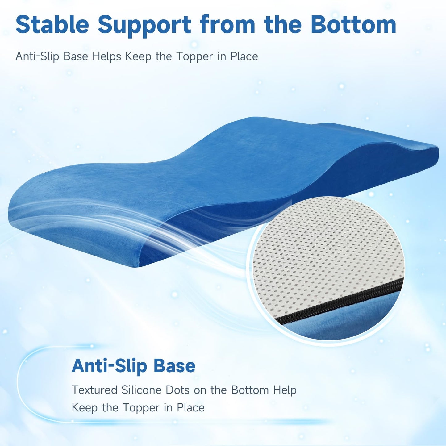 JEINPING Curved Lash Bed Topper High Density Foam Curved Massage Mattress Non-Slip Lash Bed Cushion Velvet Ergonomic Lash Table Pad with Removable Cover for Beauty Salon 23.6in/70in, Blue