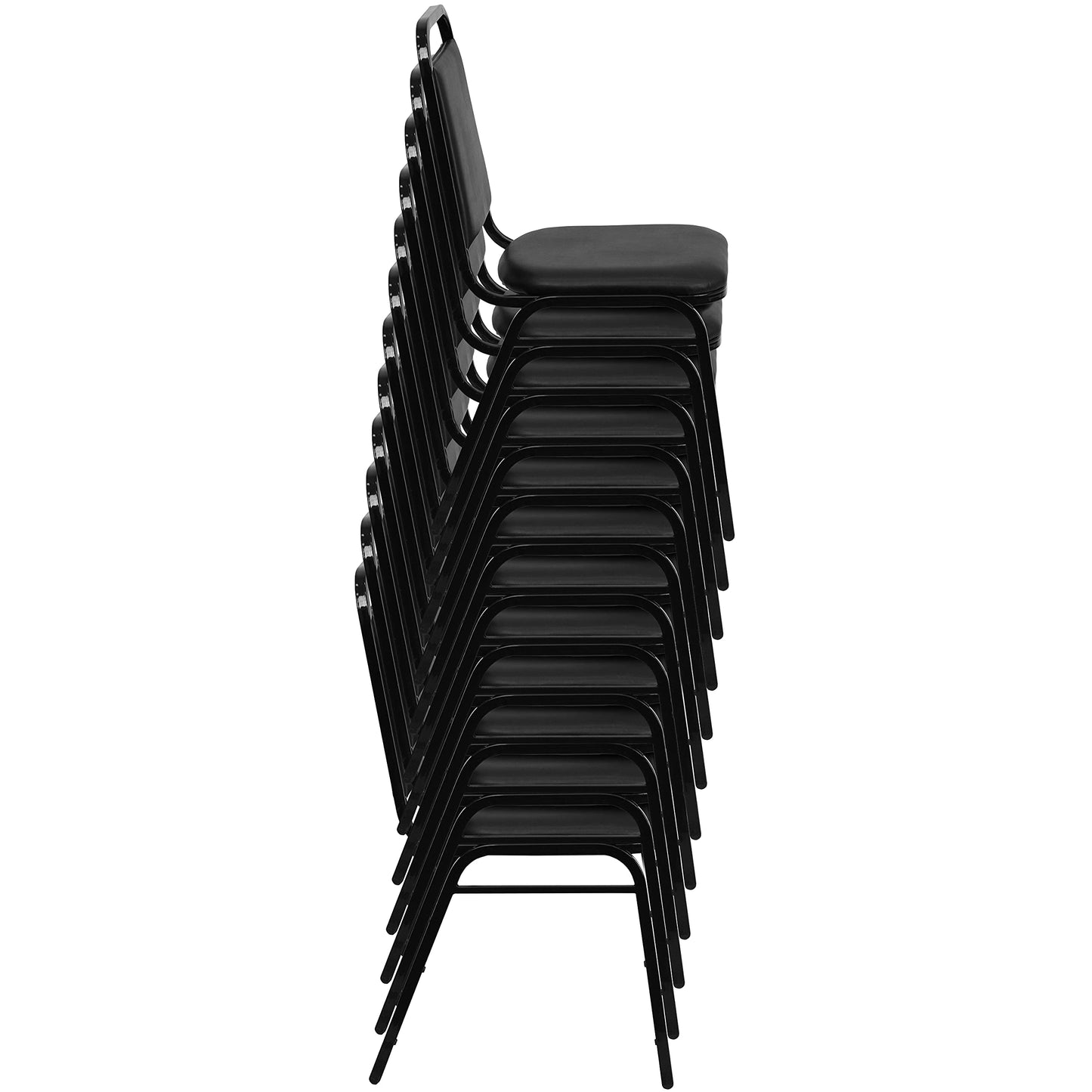 Flash Furniture Hercules Series Trapezoidal Vinyl Banquet and Event Chair, Commercial Event Chair with Padded Seat and Back, Black
