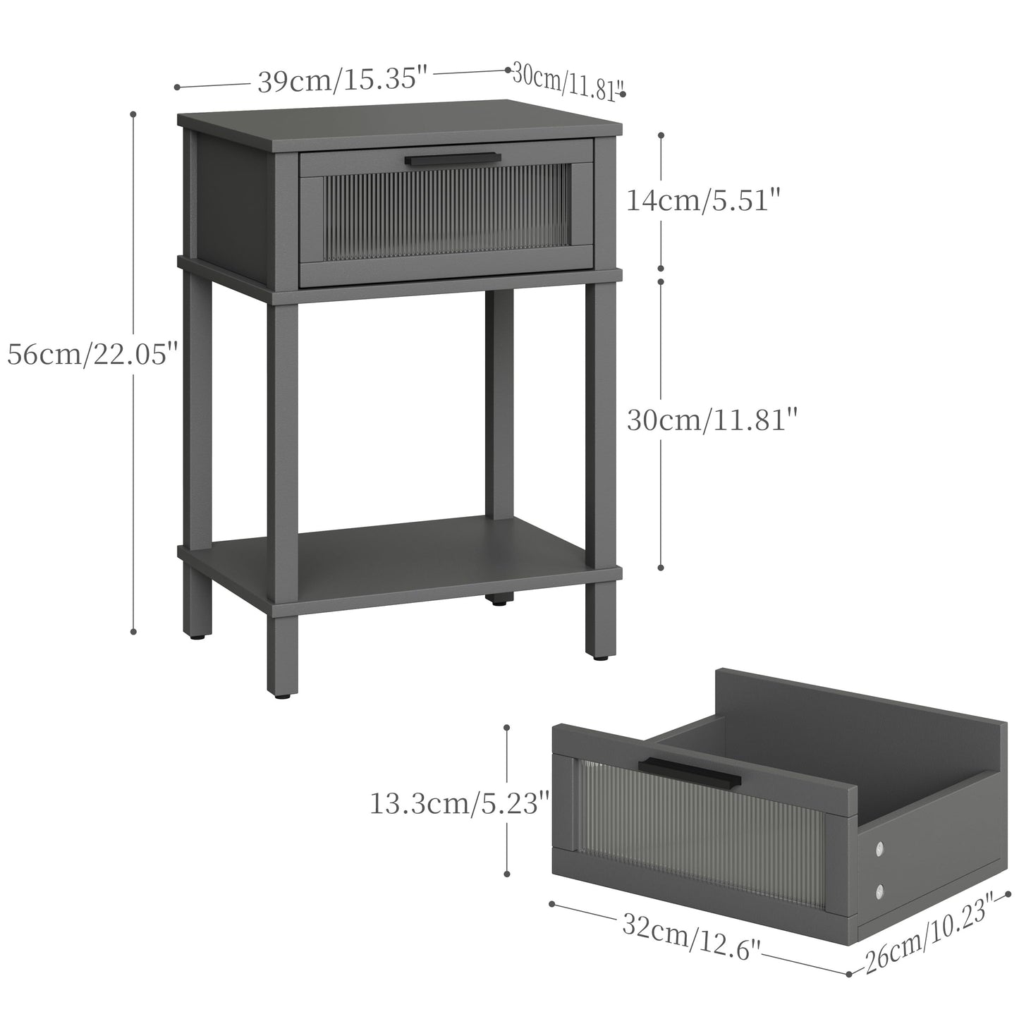 Nightstand Wooden Bedside Table with Drawer Grey Night Stands Modern Style Small End Table Side Table with Storage Shelf for Bedroom Living Room MLBZ10G