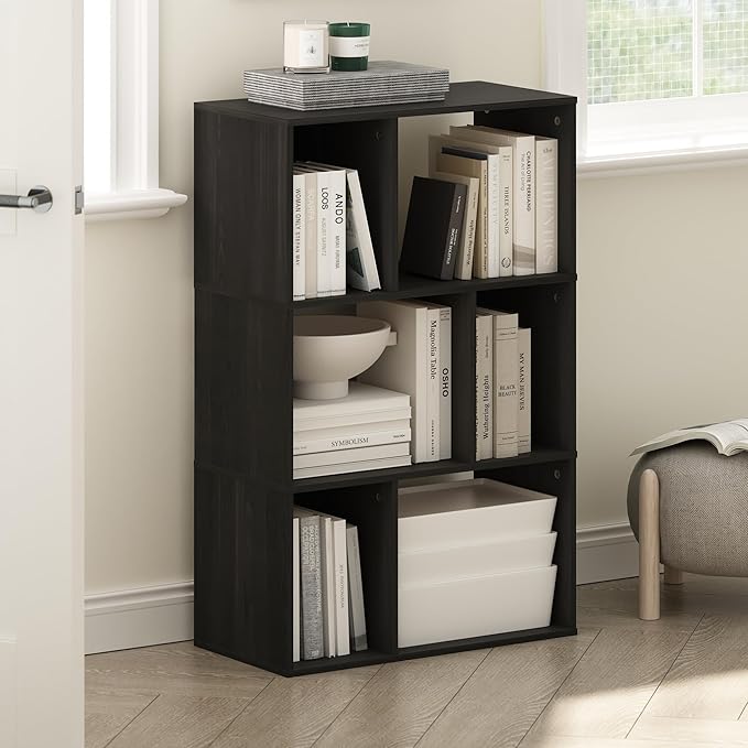 Furinno DALY Book Shelf, 6-Cube Bookshelf, Cube Storage Organizer Bookcase