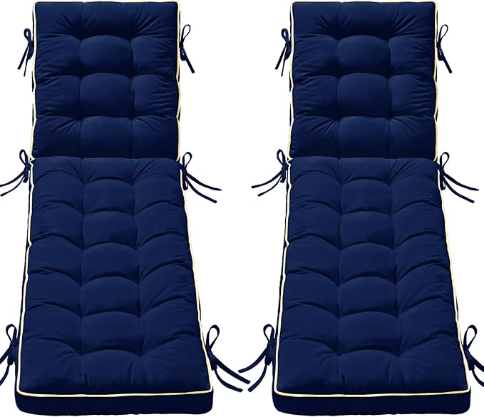 2 Pack 72x21 Inch Folding Chaise Lounge Cushion Quick Dry