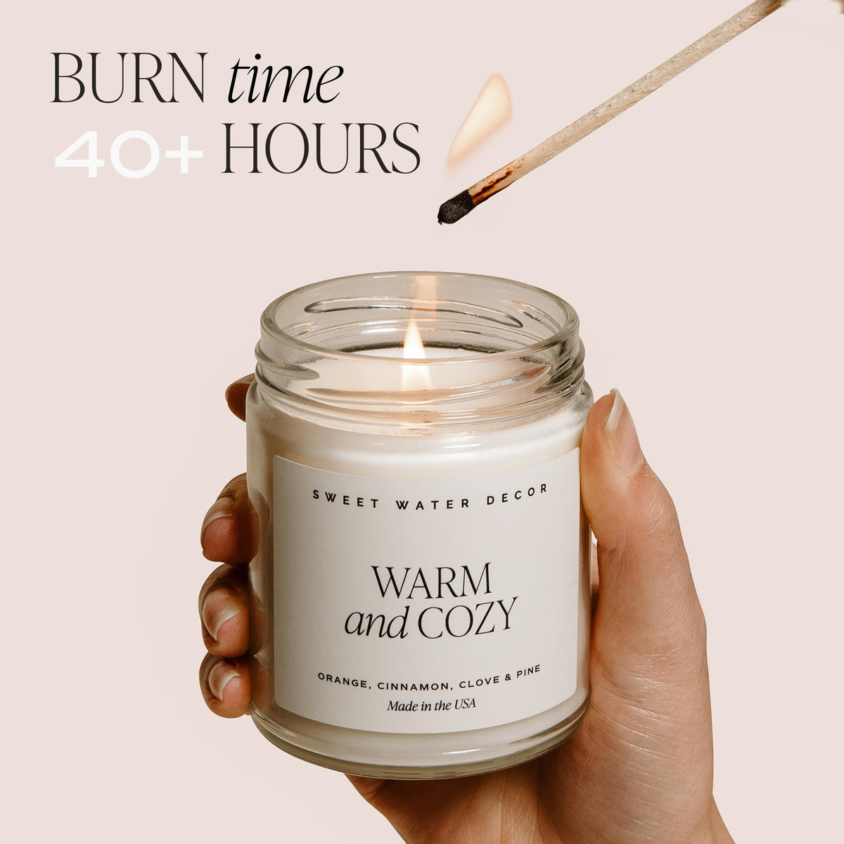 Sweet Water Decor Love You Scented Candle, Non Toxic Soy Candles with Fresh Lavender, Geranium, Warm Mahogany and Earthy Teakwood, 40 Hour Burn Time, 9Oz Gold Lid Clear Jar Candle, Poured in the USA