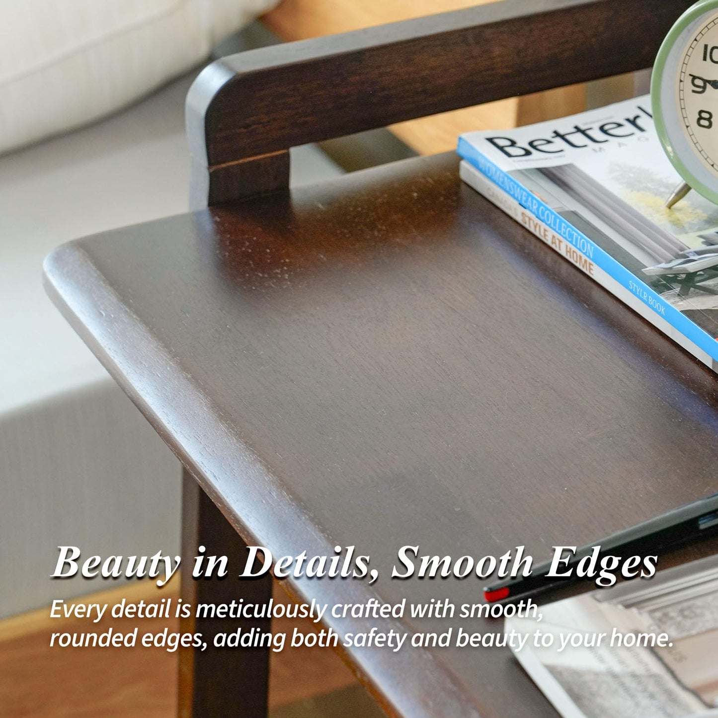 Cttasty Computer Desk, Foldable Desk, Home Office Desks, Solid Wood Writing Desk, Mid Century Modern Desks, Oak Study Table, Folding Desks for Small Spaces, 31.5 W x 27.6 H x 13.6 D Inches, Walnut
