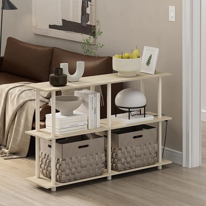 Furinno Turn-N-Tube No Tools 3-Tier Rectangle Side Display Rack, Bauhaus