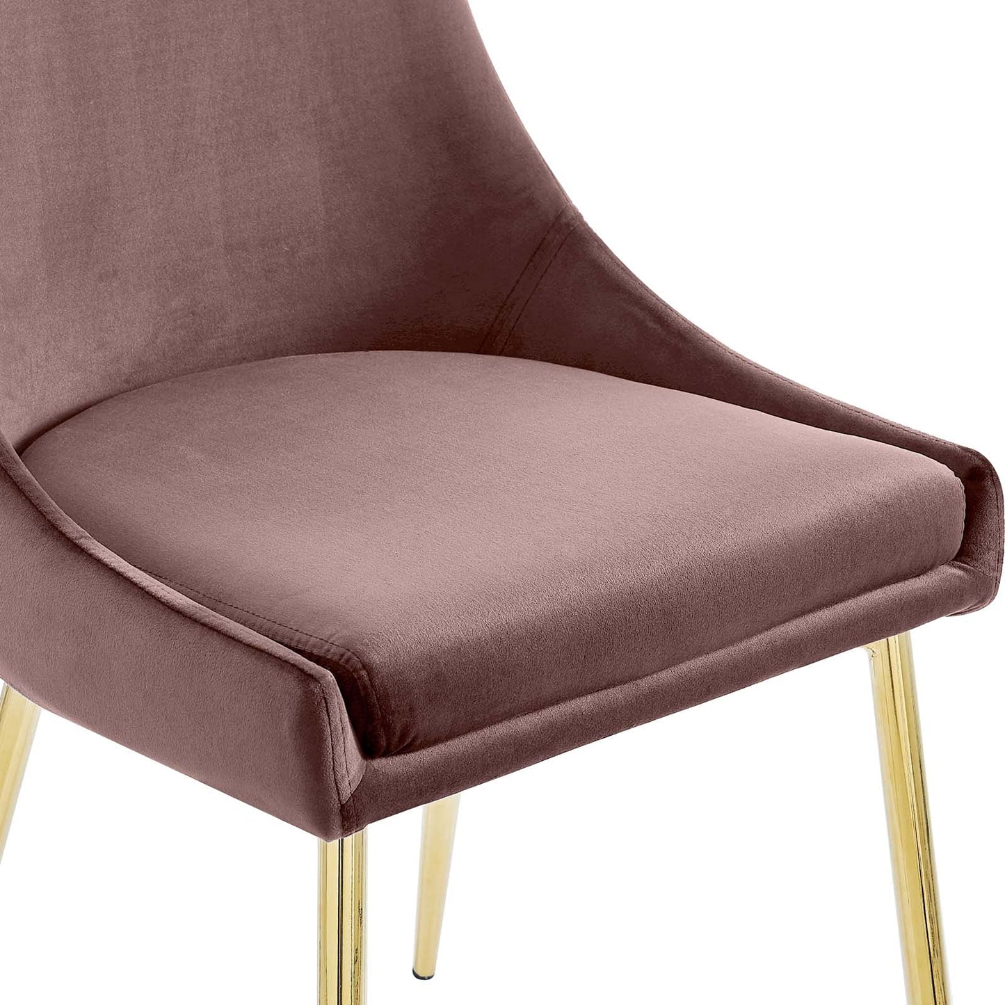 Modway Viscount Performance Velvet Upholstered Side Dining Chairs in Gold Dusty Rose - Set of 2