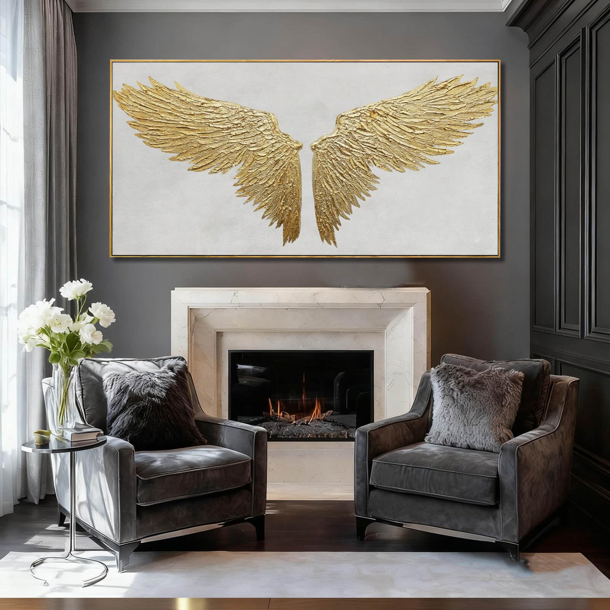 Large Framed Wall Art Gold Abstract Wall Decor Textured Art Painting Modern Artwork for Living Room Bedroom Home Decorations 29"x 58" White Art