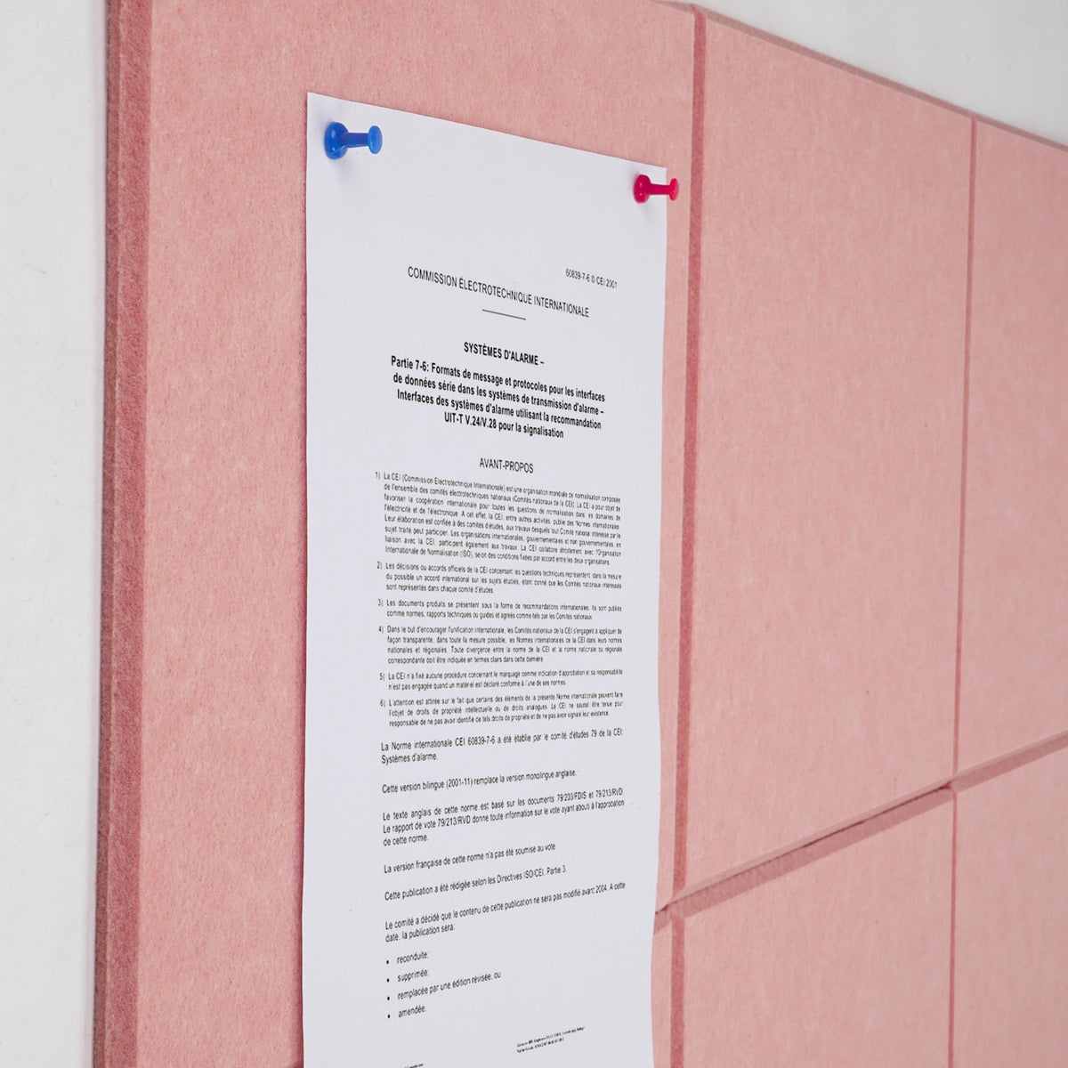Large Cork Board Alternative 36" X 24" Bulletin Board - 6 Pack Removable Felt Wall Tiles with 30 pushpins, Large Cork Boards for Walls Cork Board for Office Pin Board Tack Board - Pink