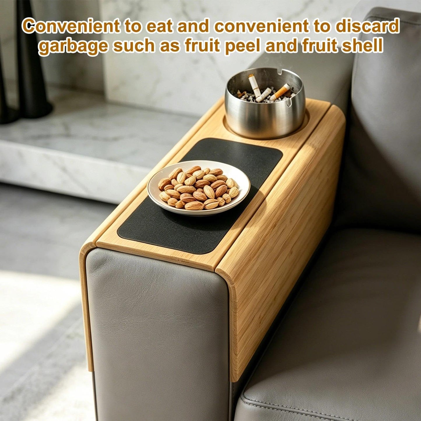 Couch Armrest Table with Cup Holder - 3-in-1 Magnetic Foldable Detachable