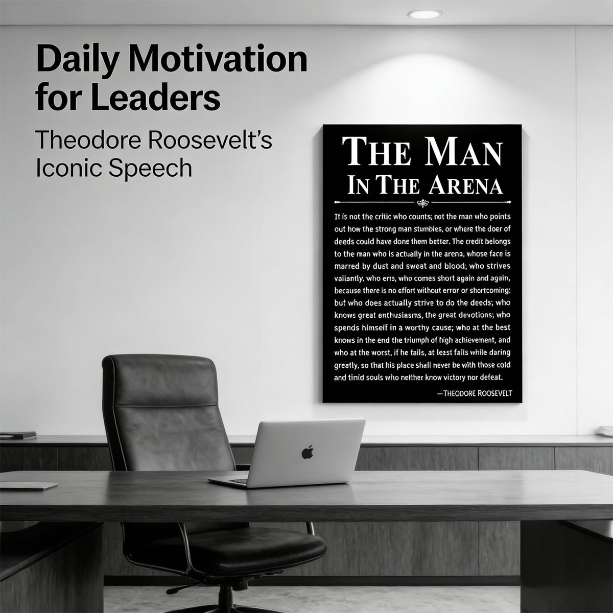 Office Inspirational Canvas Wall Art The Man in the Arena Painting picture Wall Decor Motivational Positive Quote Poster Print Artwork Gift for Men&Women Office Home Decoration 12x16 in Black Canvas
