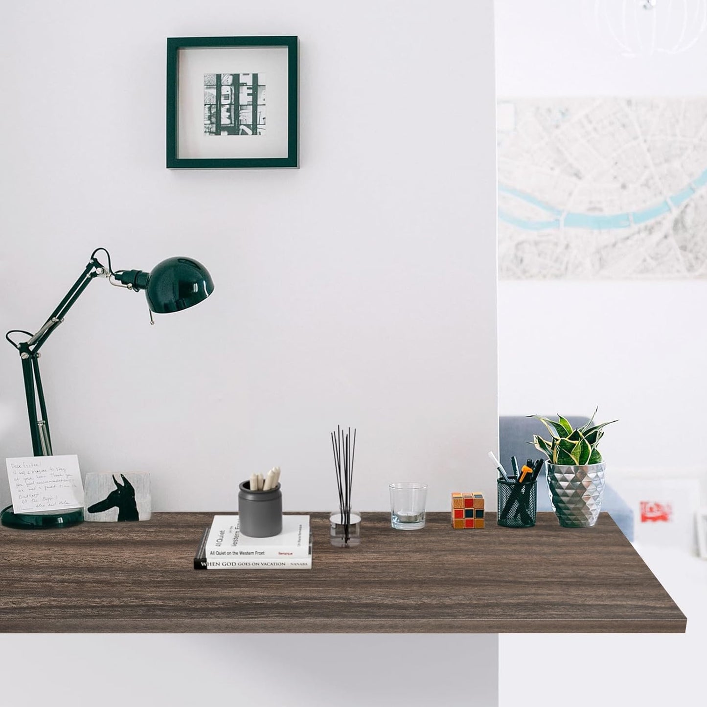 Kaboon Universal Tabletop 36"x20", Solid One-Piece Melamine Table Top, Double L Floating Desk DIY, Home and Office,Eucalyptus