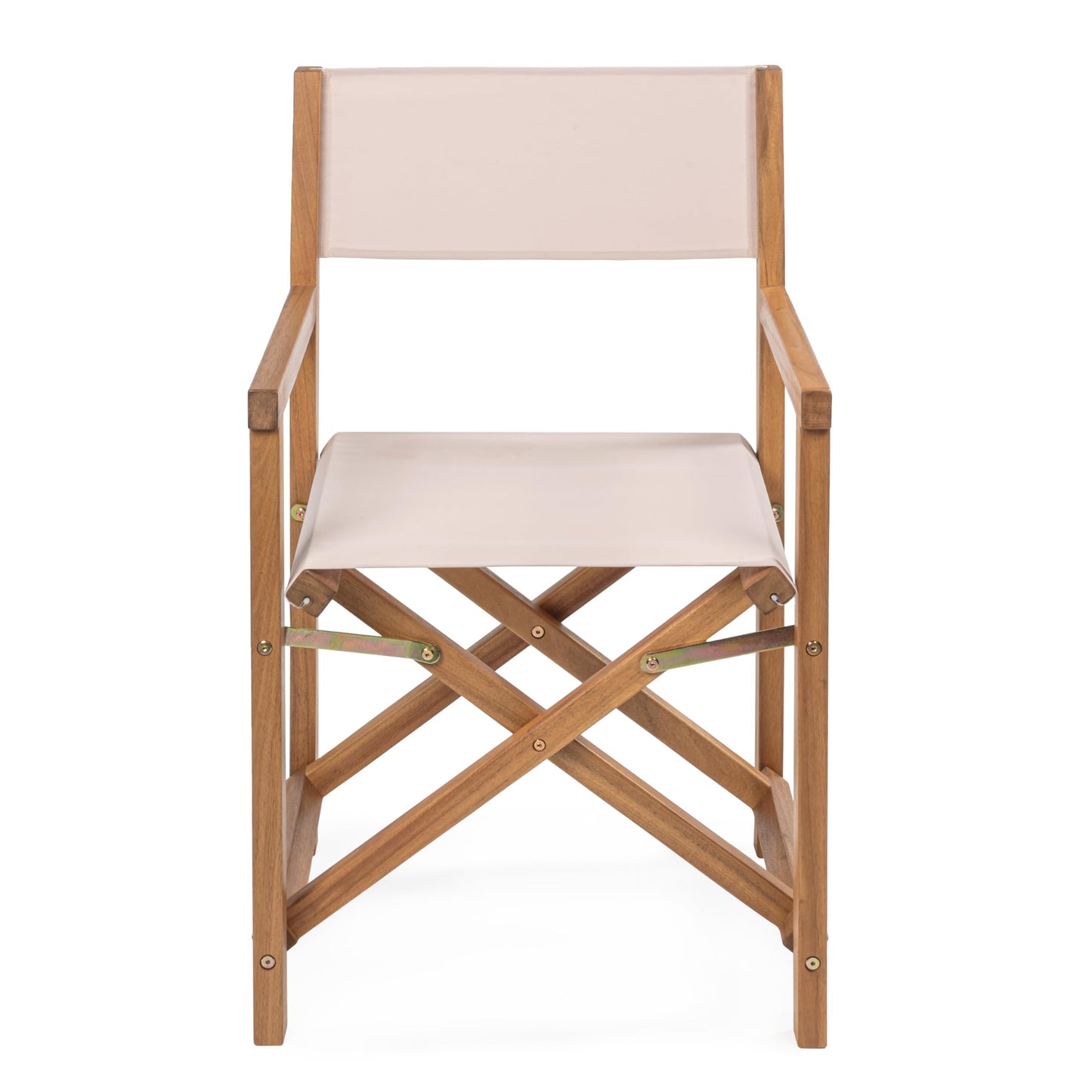 JONATHAN Y Cukor Coastal Acacia Wood Folding Outdoor Director Chair Set of 2 for Patio, Deck & Balcony, Weather-Resistant Teak Brown and Beige, No Assembly Required DRC1000B-SET2