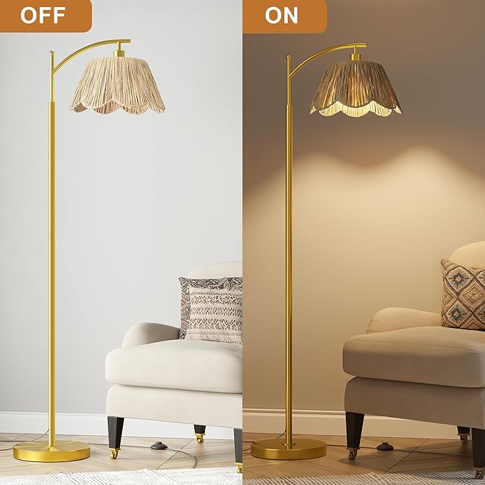 Oneach Boho Floor Lamp with 3 Color Temperatures, Farmhouse Floor Lamps