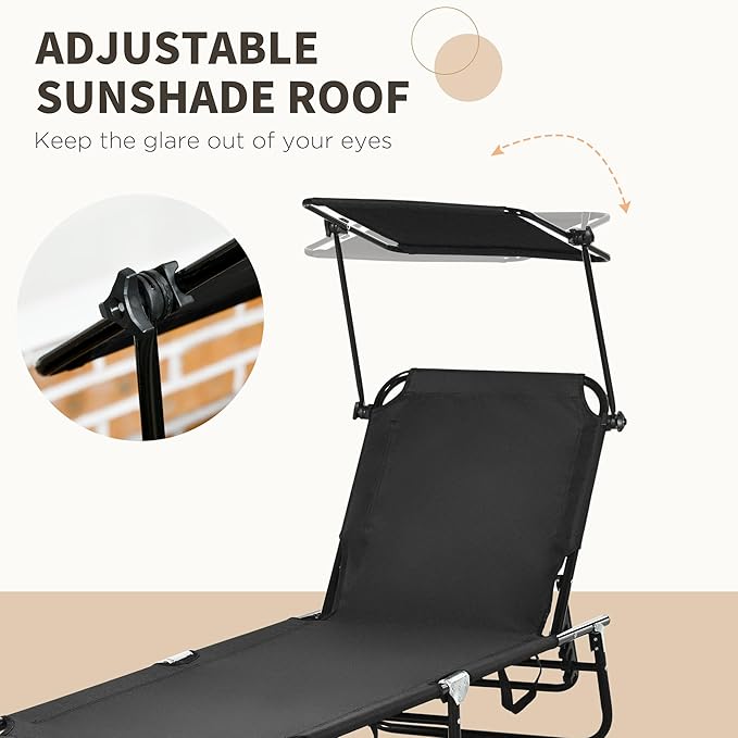 Outsunny Folding Chaise Lounge Pool Lounge Chairs Set of 2, Outdoor Sun Tanning