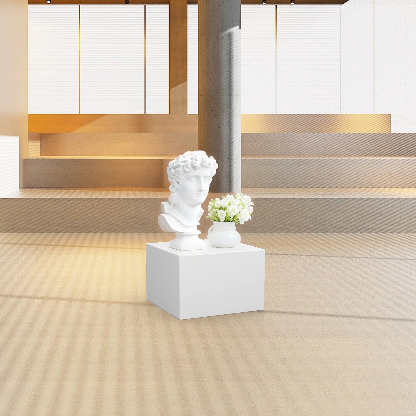 XHKJYSDP Cube Display Pedestal Stand for Bridal Shop, Square White Display Risers Columns, Party Event Decor Platform Base Showcase for Model Jewelry Clothing Shop Home Exhibition (11.8*11.8*7.87in)