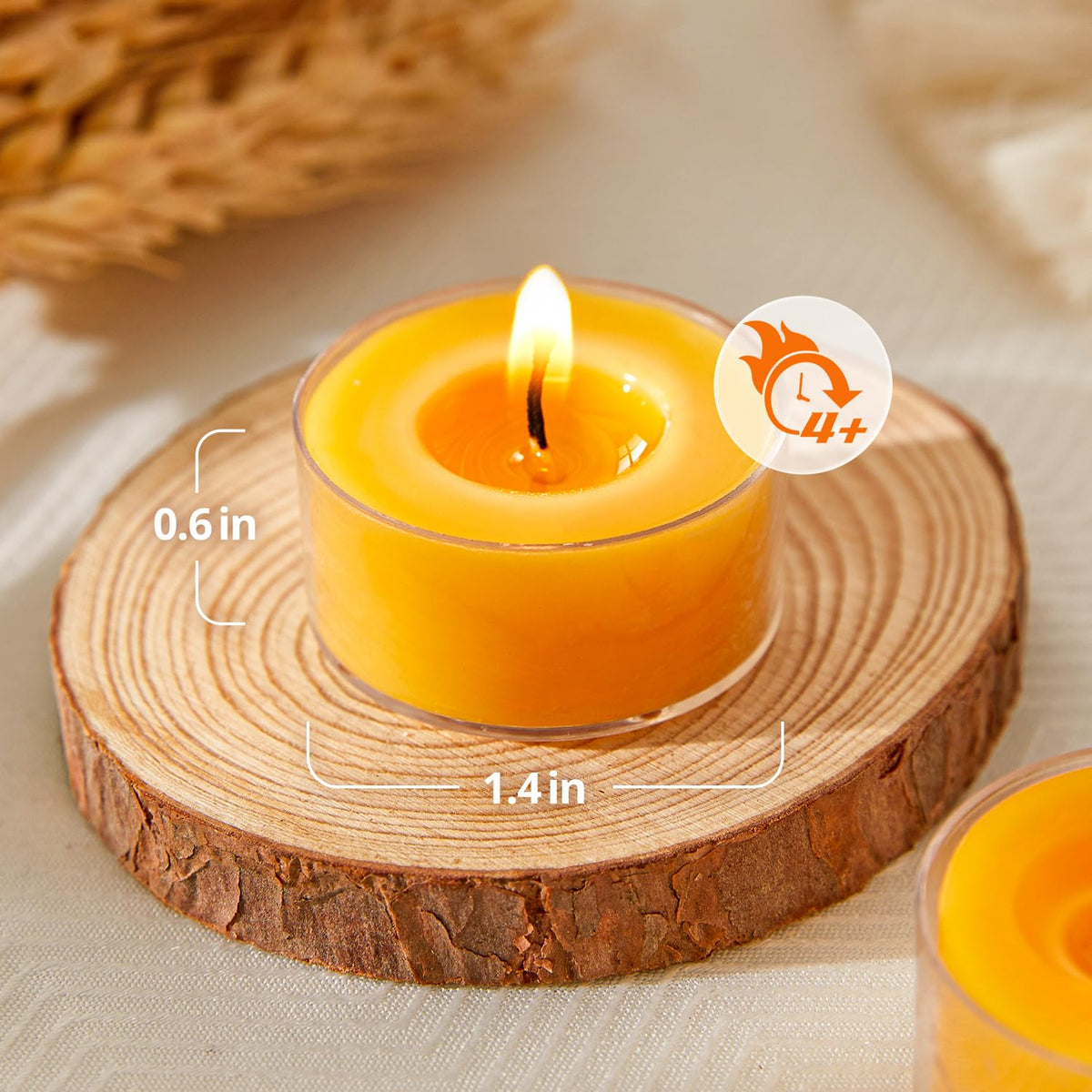 Crenovo 48 Pack Beeswax Tea Lights, 4-Hour Long Burning Tealight Candles, Ideal for Dinners Meditation Home Decor Tea Candles