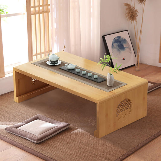 rzoizwko Folding Coffee Table Foldable Japanese Floor Table Low Table for Living Room,Dining Room,Tea,Tatami,Home Decoration (Log Color 39.37 * 19.68 * 12.2 INCH)