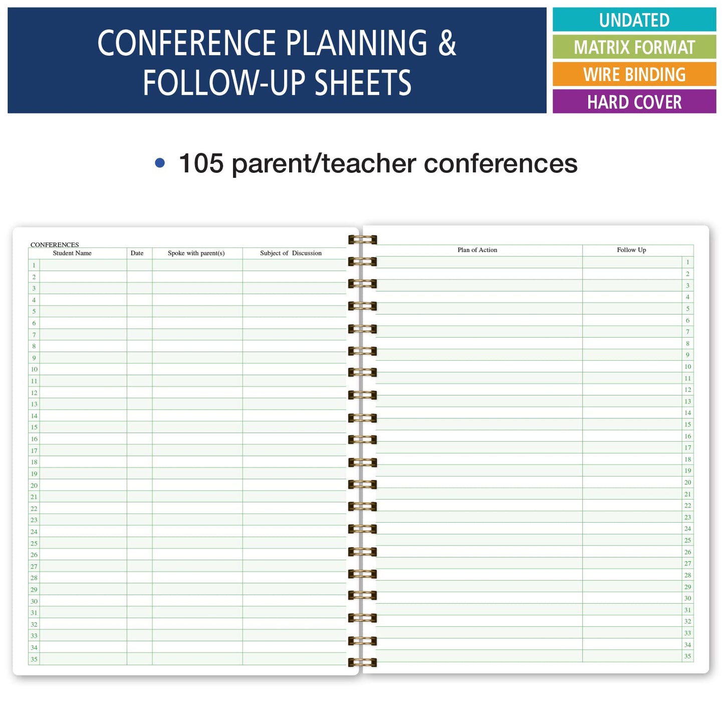 Elan Publishing Company HARDCOVER Combination Plan and Record Book - 8 Period Teacher Lesson Planner (Rainbow Gold Marble)