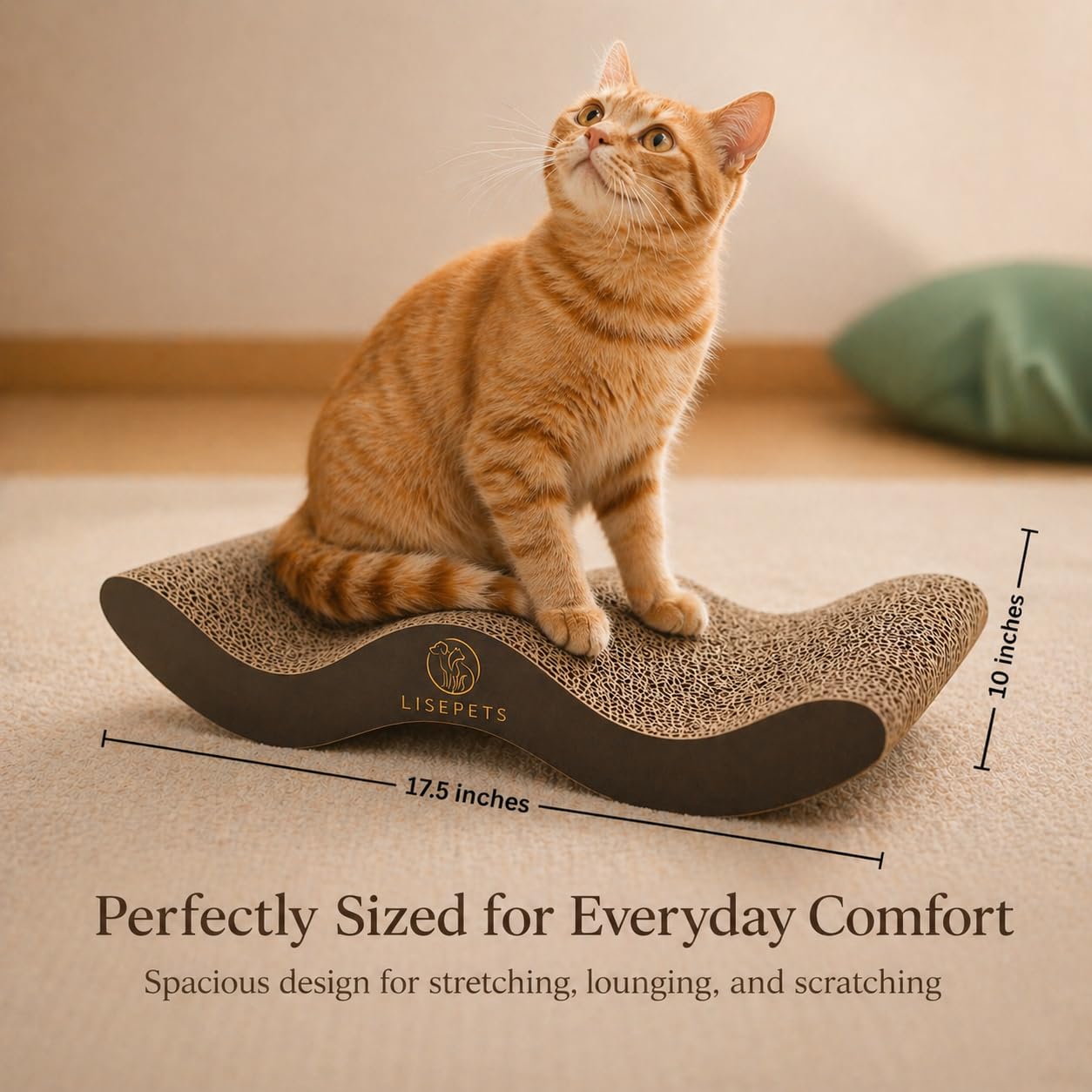 Cat Scratcher Cardboard Lounge Bed for Indoor Cats – Large Curved Cat Scratch Pad, Reversible Durable Honeycomb Design, Cat Scratching Board for Furniture Protection