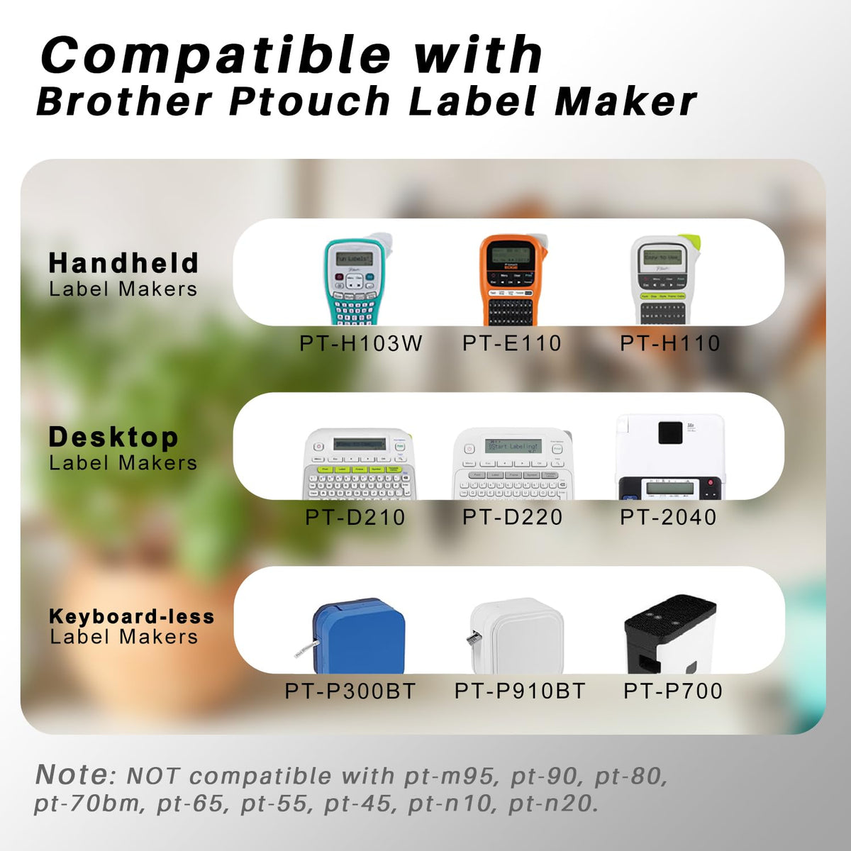 UNOKA Ptouch Label Maker Refills, Replace for Brother Tze Tz Tape 12mm 0.47 Laminated Color(White/Clear/Red/Blue/Yellow/Green) for PTD220 PT-D210 PTH110, School Supplies, 1/2" x 26.2', 6PK