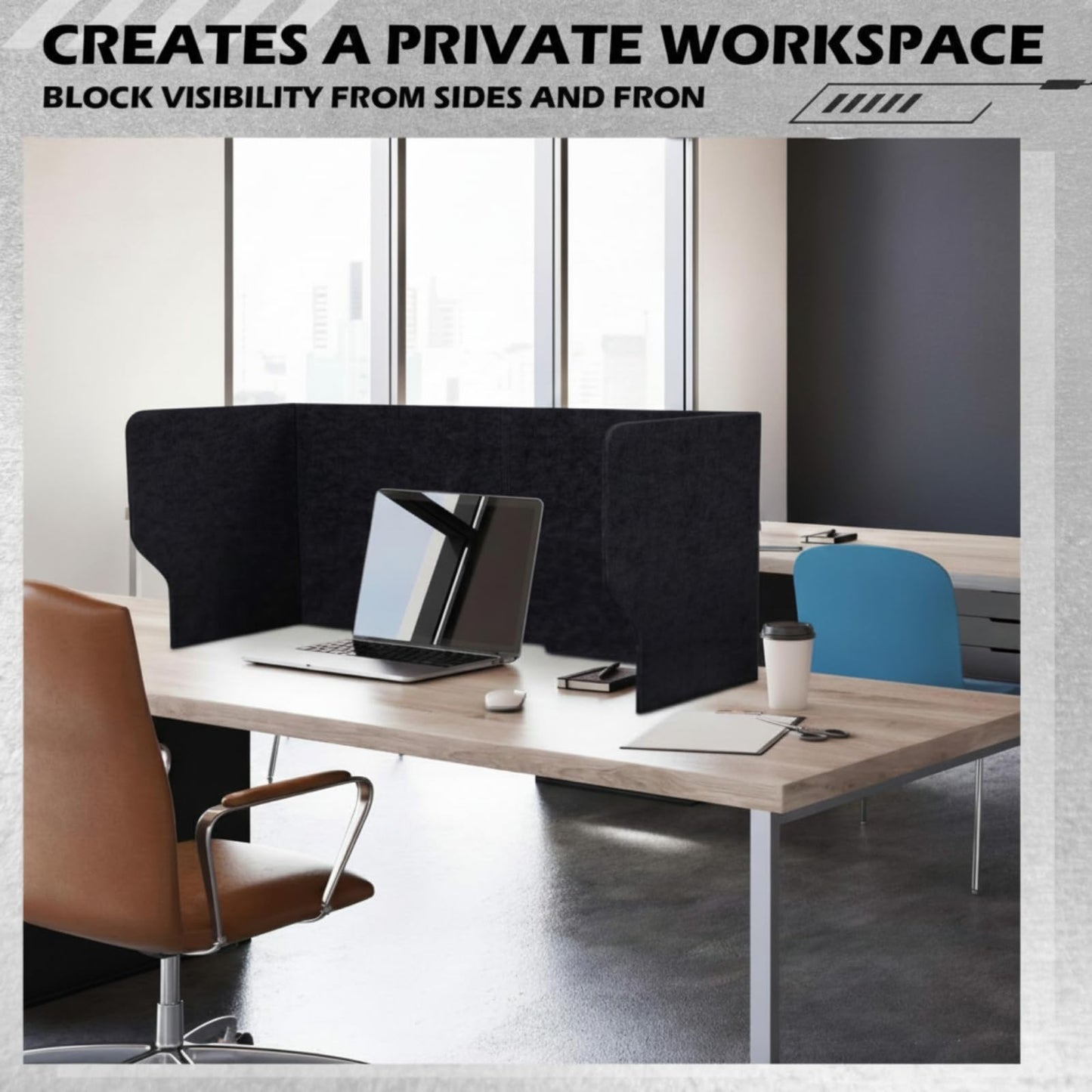 Dunzoom Large Desk Dividers for Students 47.3 x 15.7 Inch Acoustic Portable Fold Classroom Table Privacy Felt Boards for Workstation Office Home Furniture Partitions and Dividers (Black)